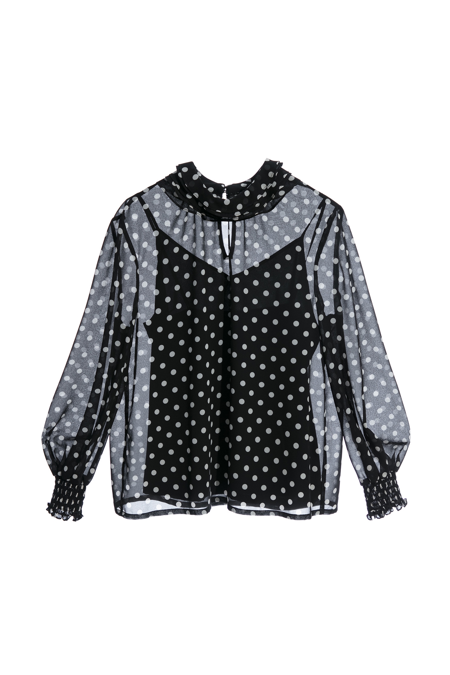 Polka Dot Print Chiffon Top WithPolka Dot Print Chiffon Top With,Tops,Under shirts,Season (AW) Look,Blouses,Chiffon,Chiffon tops