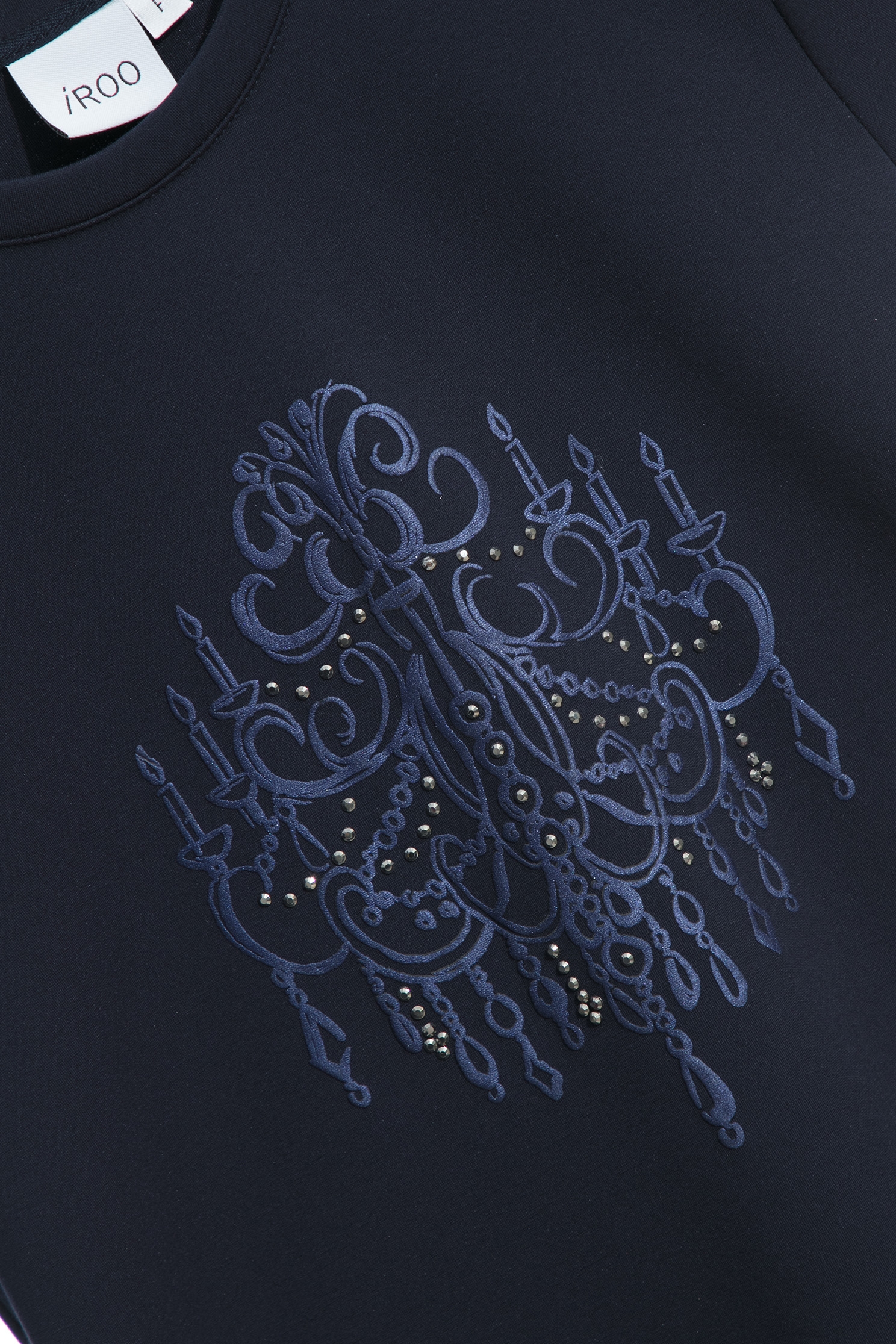 Front Embossed Print Navy TeeFront Embossed Print Navy Tee,T-shirts,T-shirts,Tops,Season (AW) Look