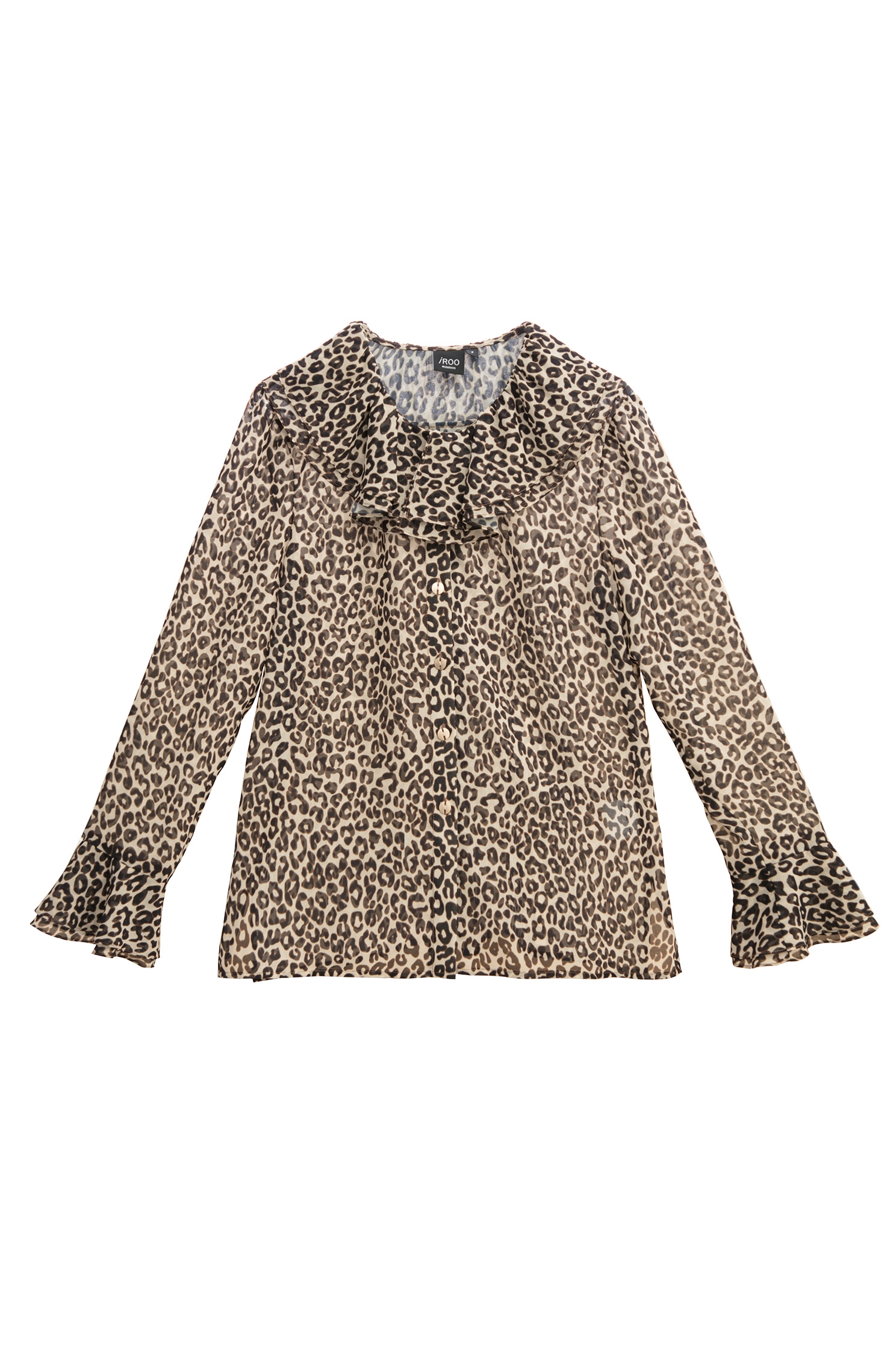 Leopard Print Ruffle Detail TopLeopard Print Ruffle Detail Top,Tops,Season (AW) Look,Blouses,Chiffon,Chiffon tops