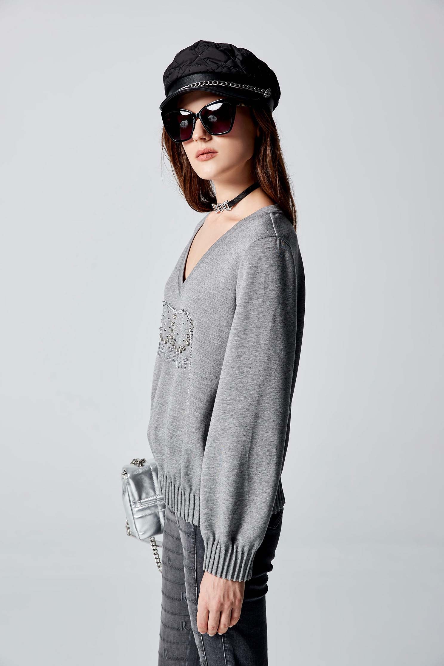 Long Sleeve Top With Diamonte DetailLong Sleeve Top With Diamonte Detail,Tops,Season (AW) Look