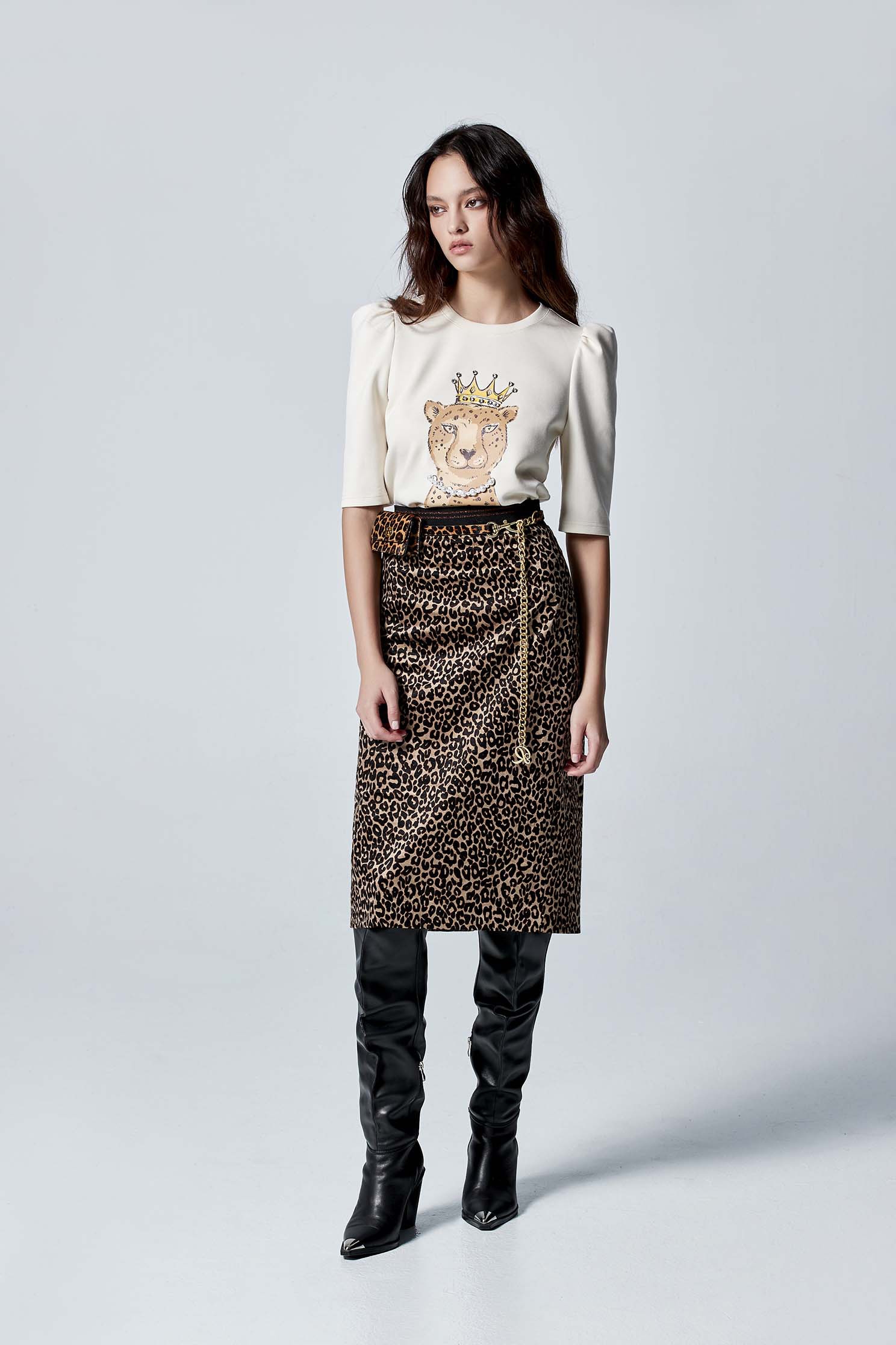 Front Leopard Graphic Print TopFront Leopard Graphic Print Top,Tops,pearl,Season (AW) Look,Lace