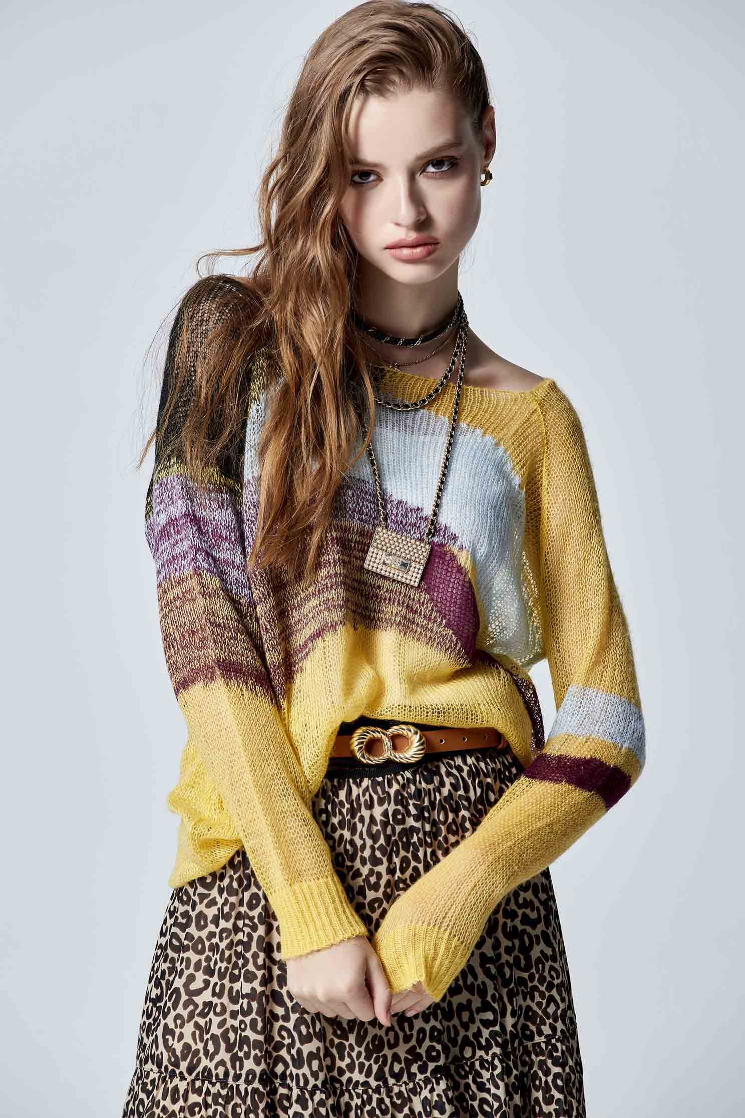 Mid Length Mix Colour Knit TopMid Length Mix Colour Knit Top,Tops,Season (AW) Look,Knitted,Knitted tops,Knitted tops