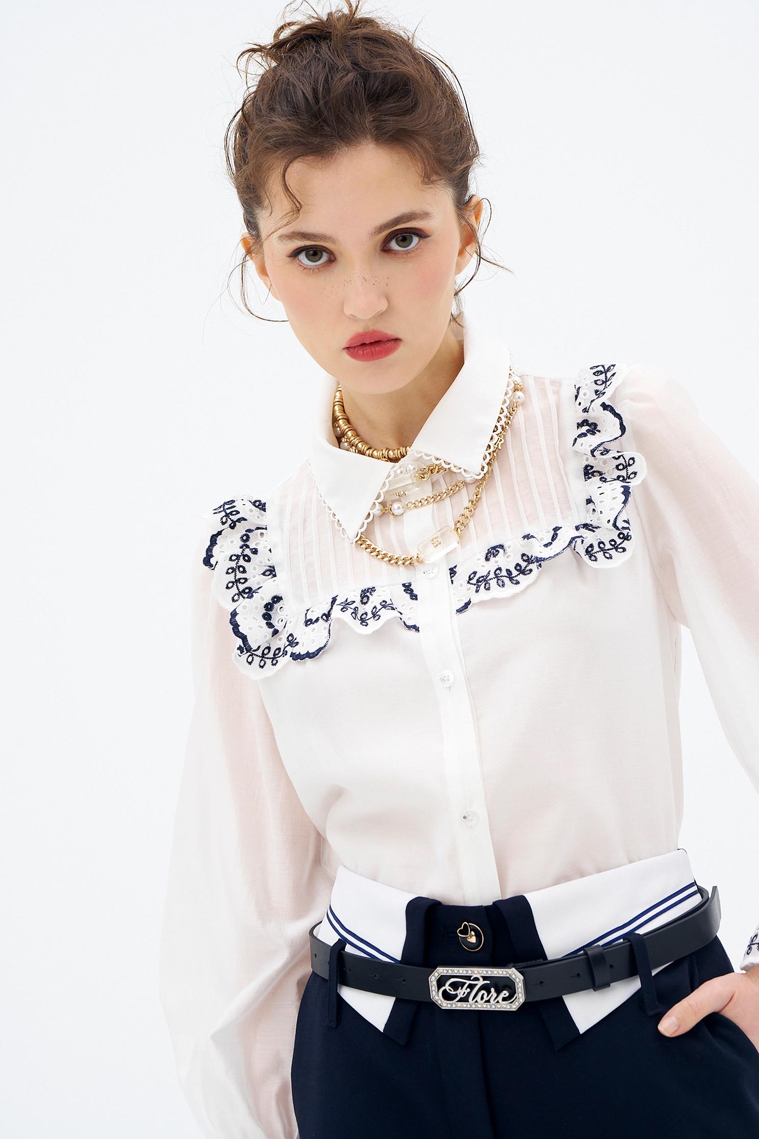 Navy Floral Embroidery Long Sleeve BlouseNavy Floral Embroidery Long Sleeve Blouse,Tops,Embroidered,Season (AW) Look,Embroidered tops,Blouses