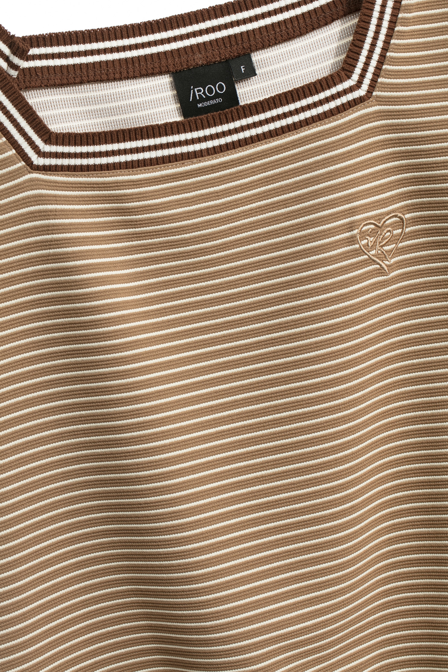 Brown Stripe Short Sleeve TopBrown Stripe Short Sleeve Top,Tops,Stripe,Season (AW) Look,Embroidered