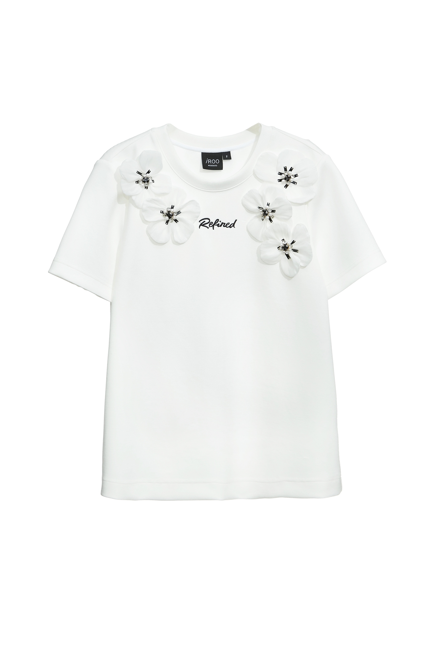 3-D Floral Detail Short Sleeve Tee,Tops,Season (SS) Look,blossoms