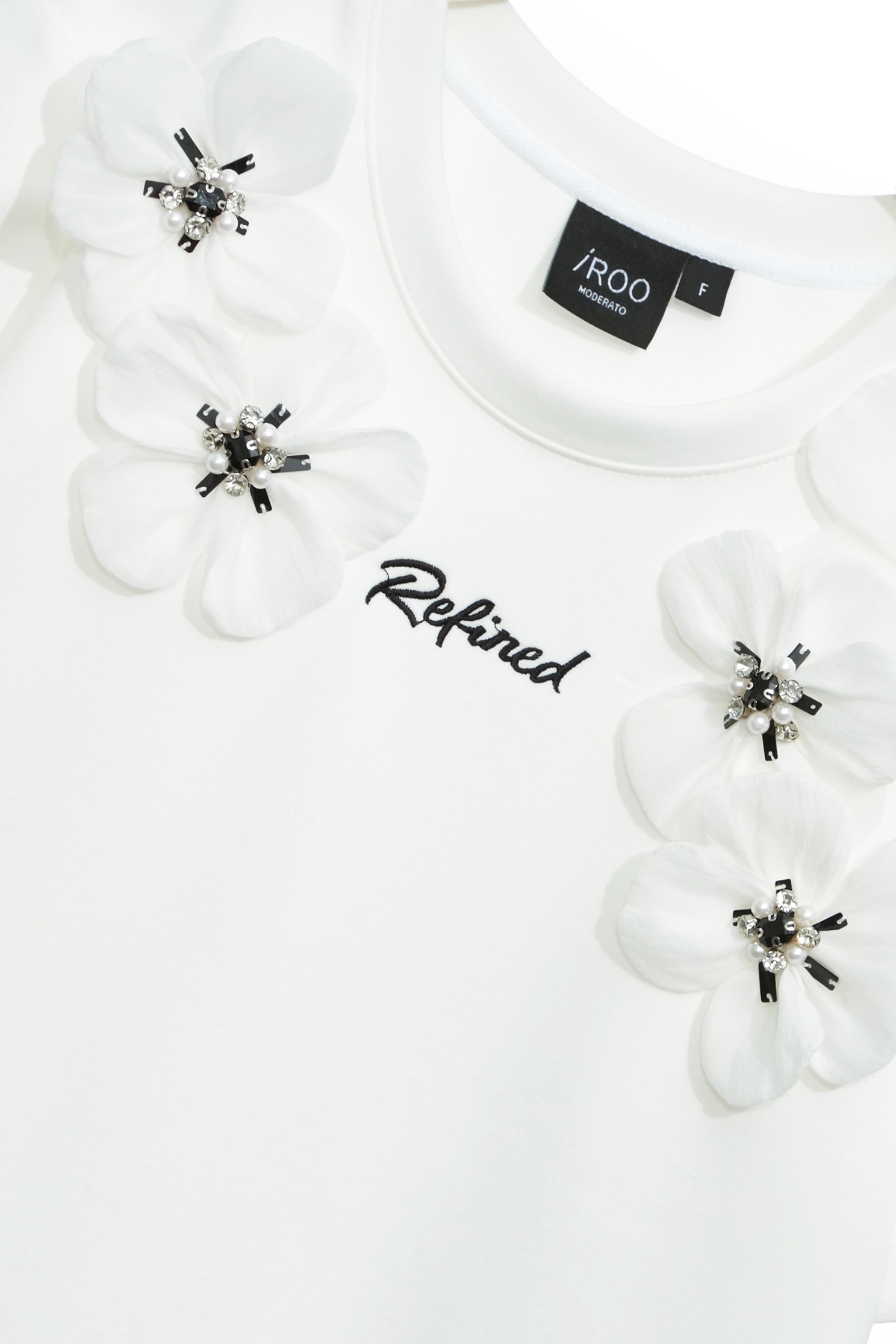 3-D Floral Detail Short Sleeve Tee,Tops,Season (SS) Look,blossoms