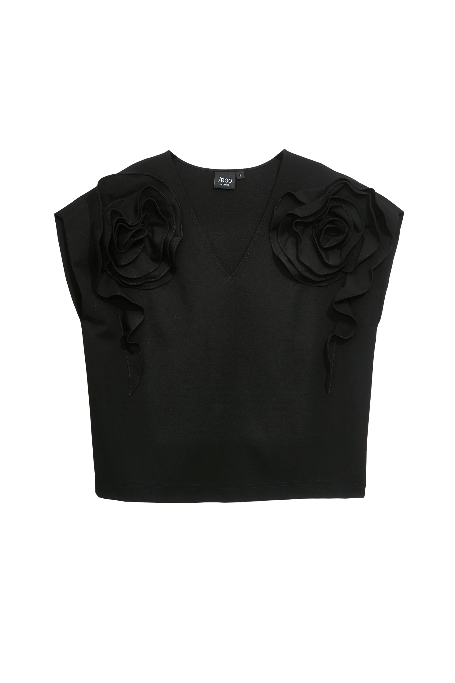 3-D Black Rose Detail Top,Tops,Season (SS) Look,co-ord sets,blossoms