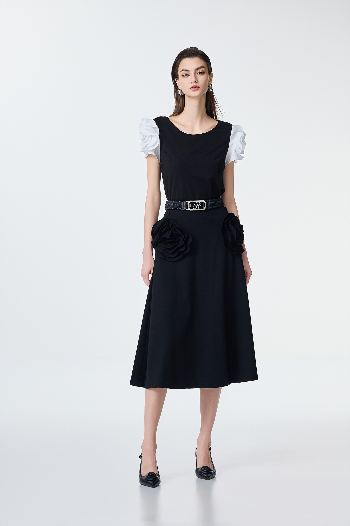Contrast Rose Sleeve Detail Top,Tops,Season (SS) Look,co-ord sets,blossoms
