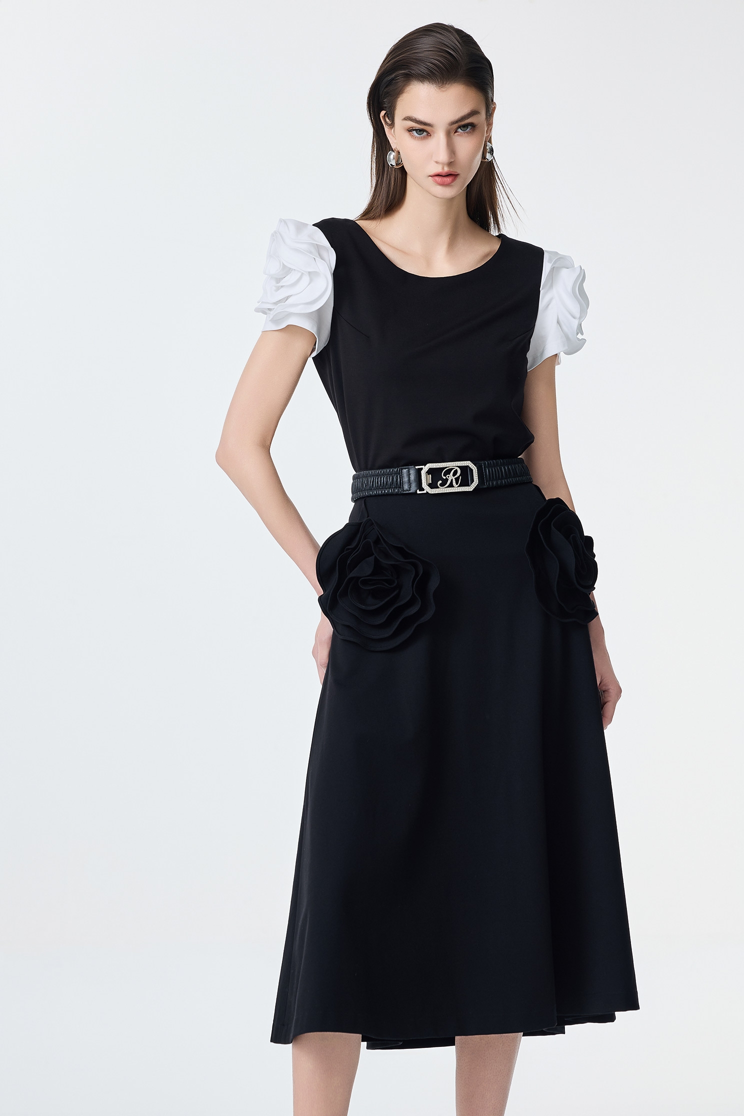 Contrast Rose Sleeve Detail Top,Tops,Season (SS) Look,co-ord sets,blossoms