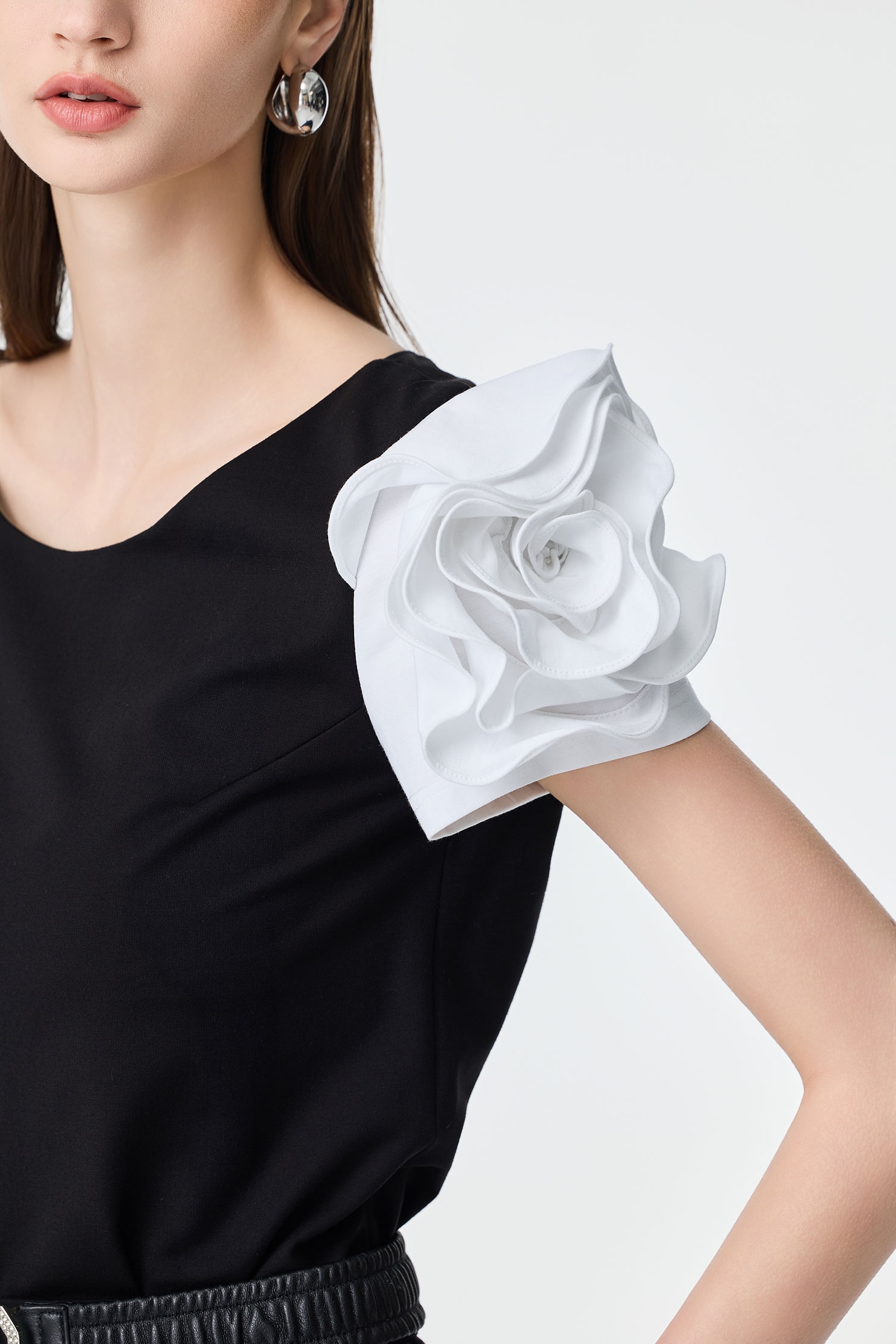Contrast Rose Sleeve Detail Top,Tops,Season (SS) Look,co-ord sets,blossoms
