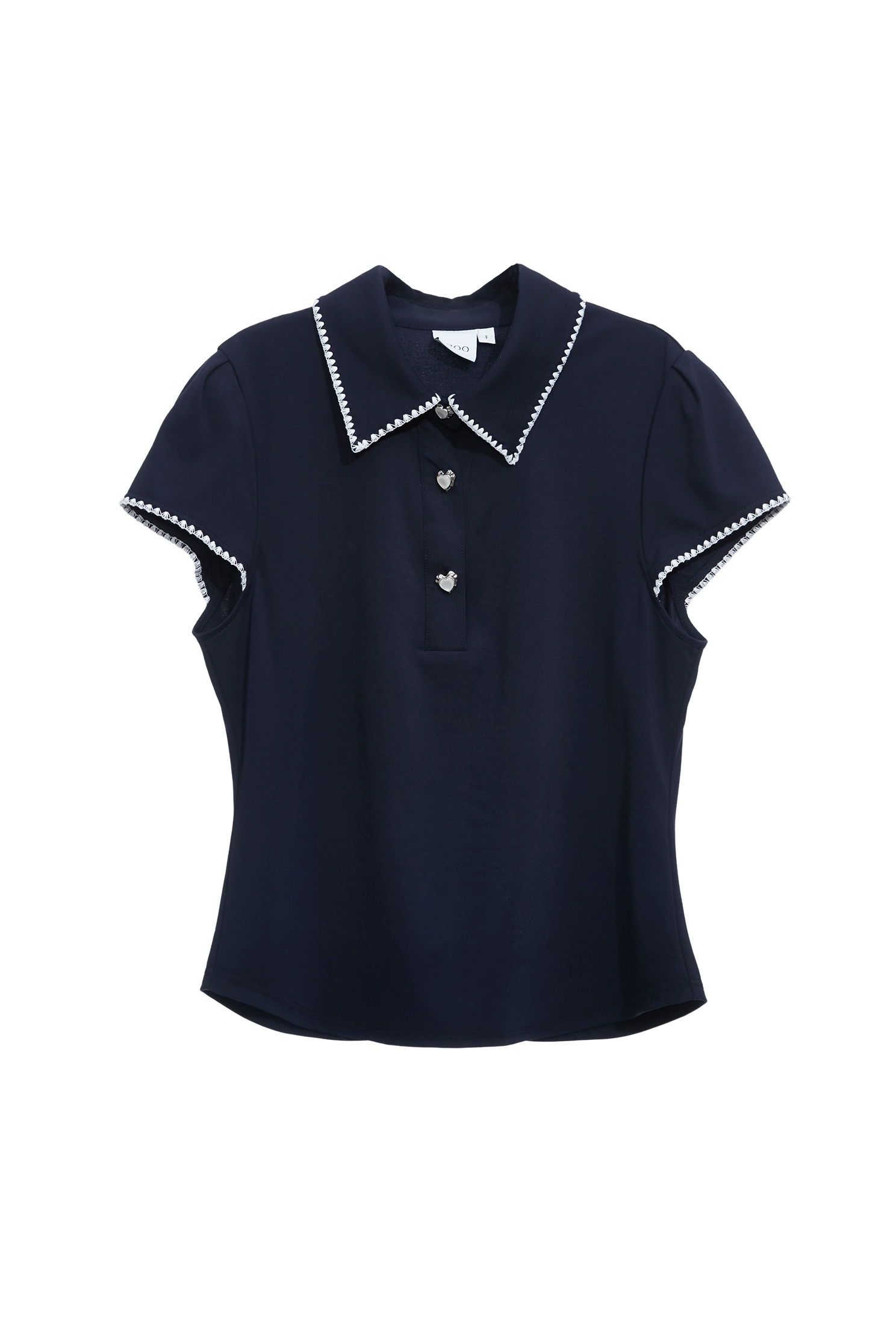 Embroidery Trim Detail Navy TopEmbroidery Trim Detail Navy Top,Tops,Embroidered,Season (SS) Look,Knitted
