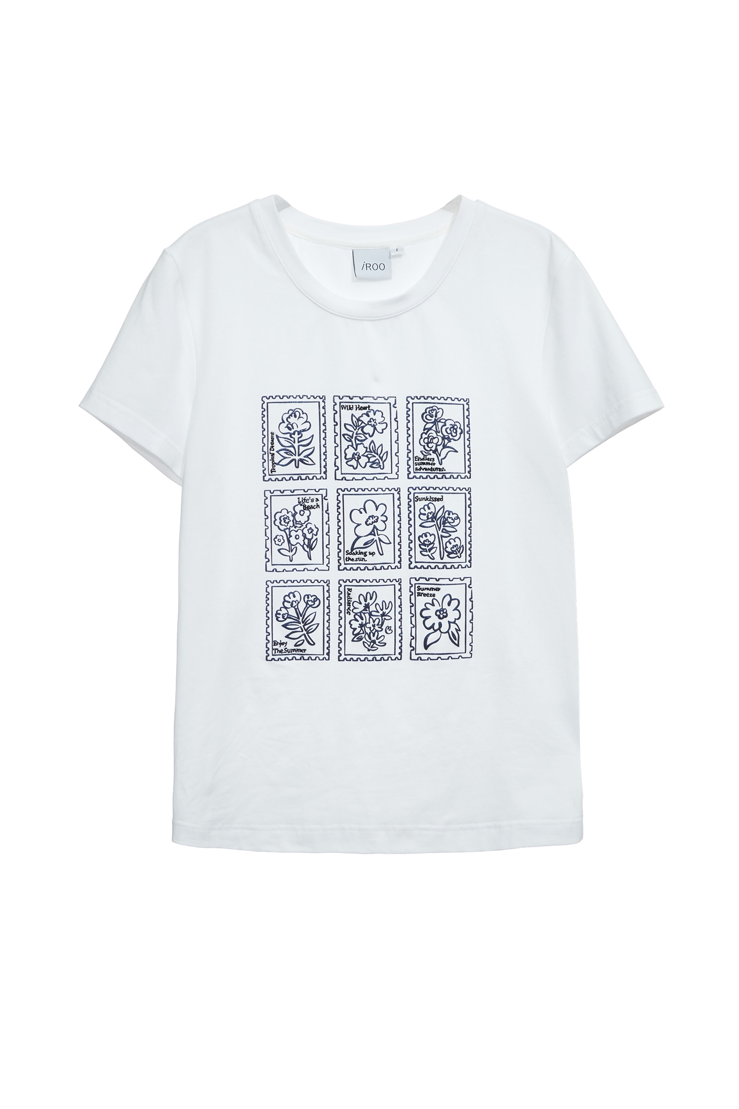 Floral Graphic Print Short Sleeve TeeFloral Graphic Print Short Sleeve Tee,T-shirts,Tops,Embroidered,Season (SS) Look,White tops,Cotton,Knitted
