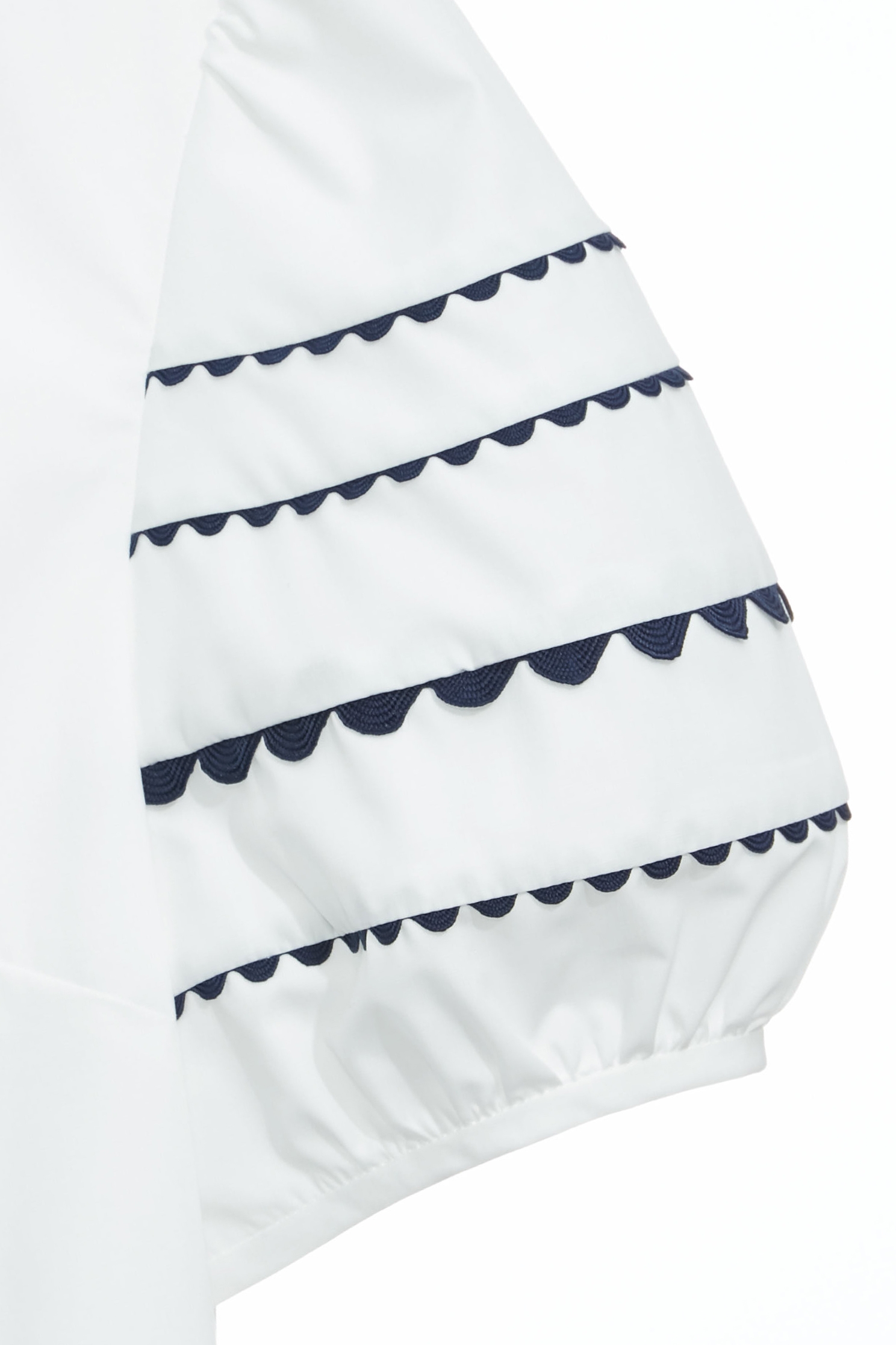 Contrast Navy Trim Detail Ruffle Neckline TopContrast Navy Trim Detail Ruffle Neckline Top,Tops,Season (SS) Look,White tops