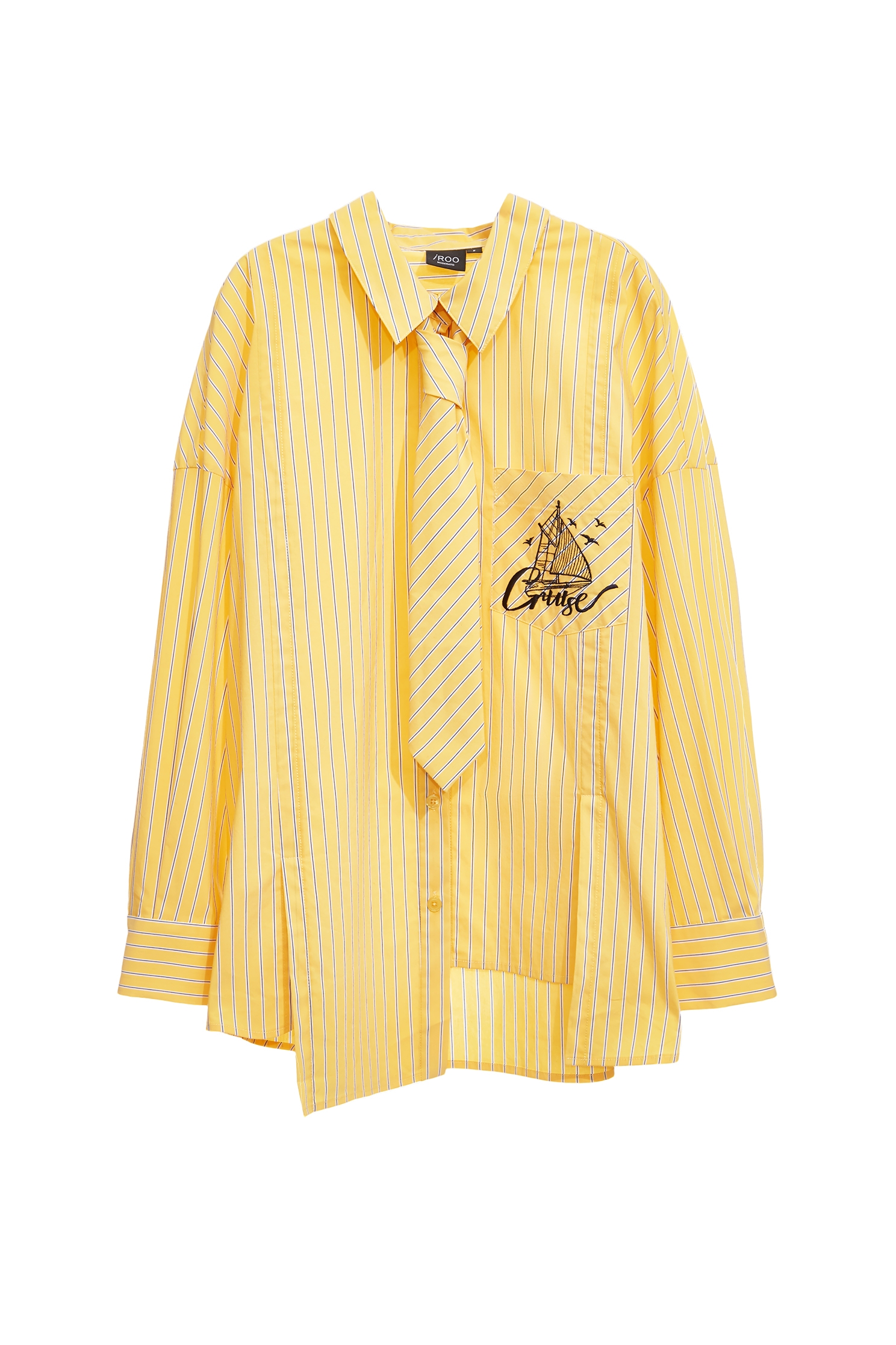 Asymmetric Stripe BlouseAsymmetric Stripe Blouse,Tops,Season (SS) Look,Embroidered,Blouses