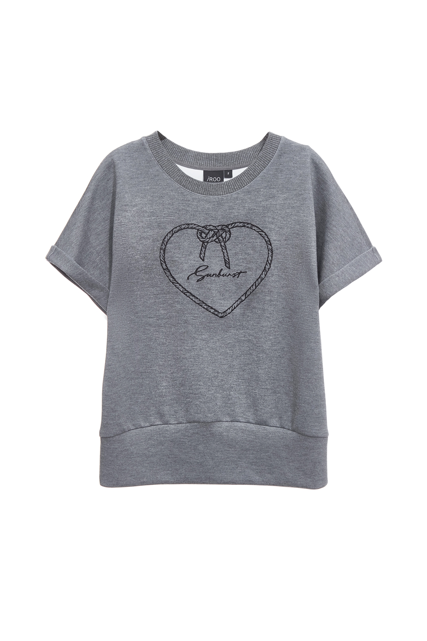 Heart Embroidery Graphic Grey TeeHeart Embroidery Graphic Grey Tee,T-shirts,Tops,Season (SS) Look,Embroidered