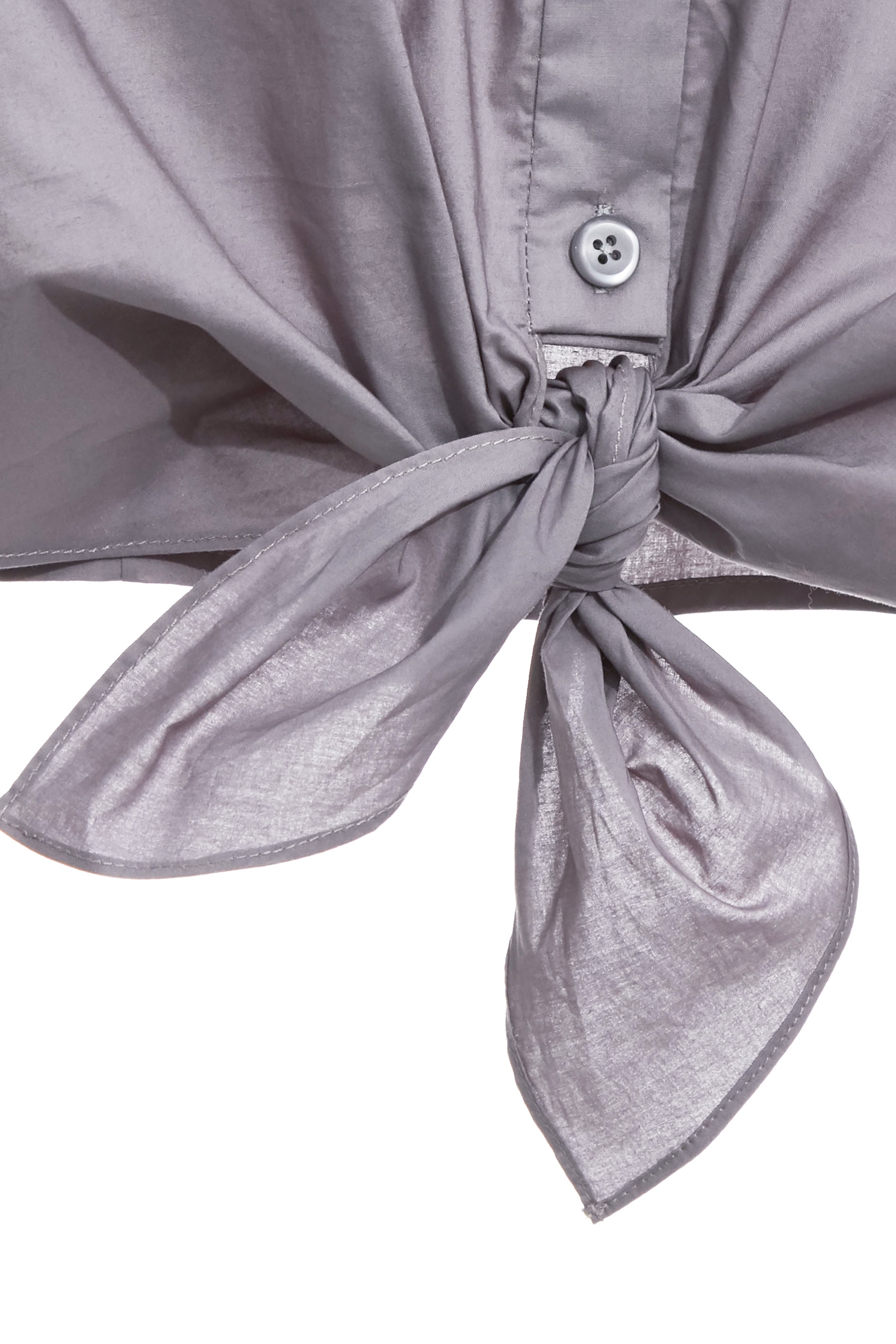 Front Knot Patch Pocket Grey BlouseFront Knot Patch Pocket Grey Blouse,Tops,Season (SS) Look,Embroidered,Blouses