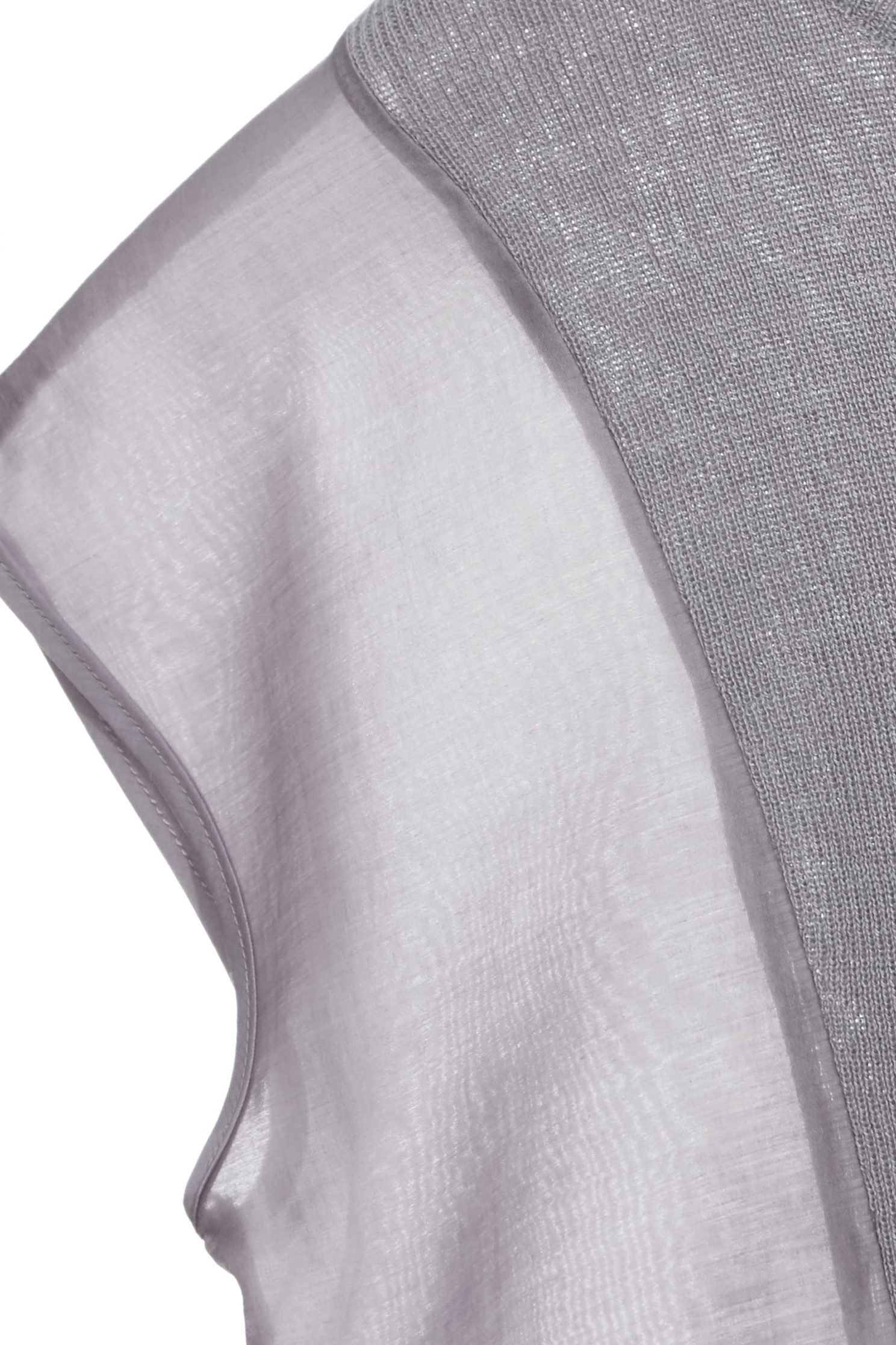 Knit With Woven Mix Fabric Grey TopKnit With Woven Mix Fabric Grey Top,Tops,Season (SS) Look,Knitted