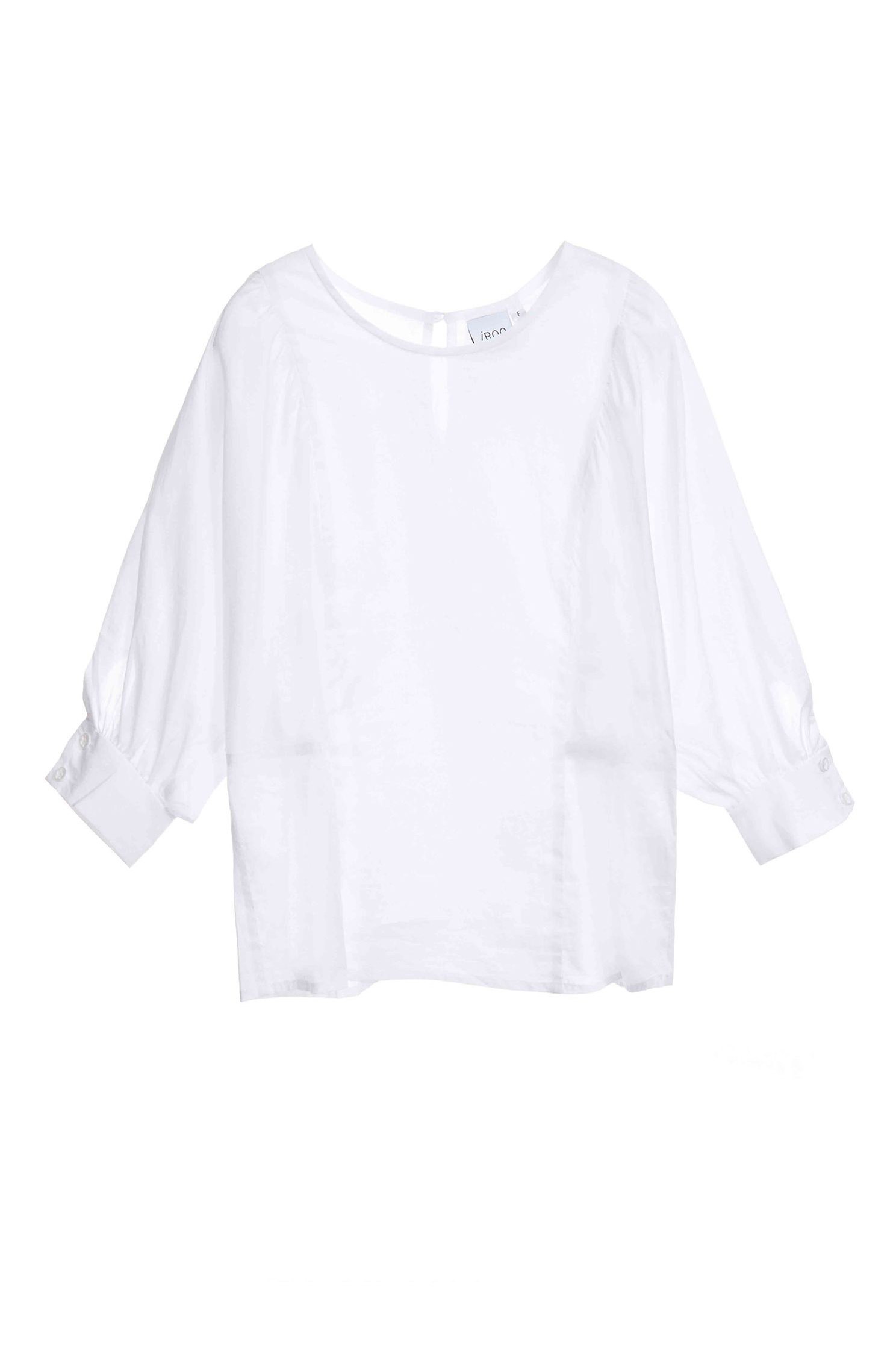 Puff Sleeve TopTRANSPARENT puff sleeves top,Tops,Round neck tops,Season (SS) Look,White tops,iROO LIVE,Season (AW) Look