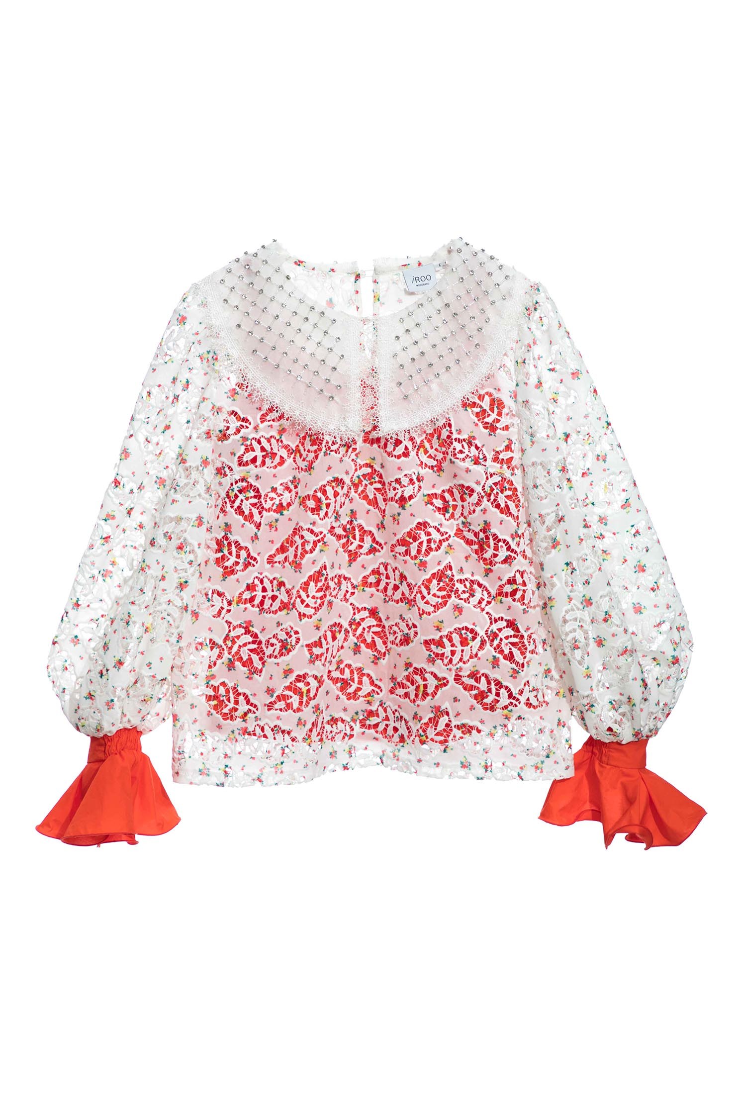 Full Lace Peter Pan Collar TopTop with lace print,Tops,Season (SS) Look,Lace,upperclass,Lucky Red