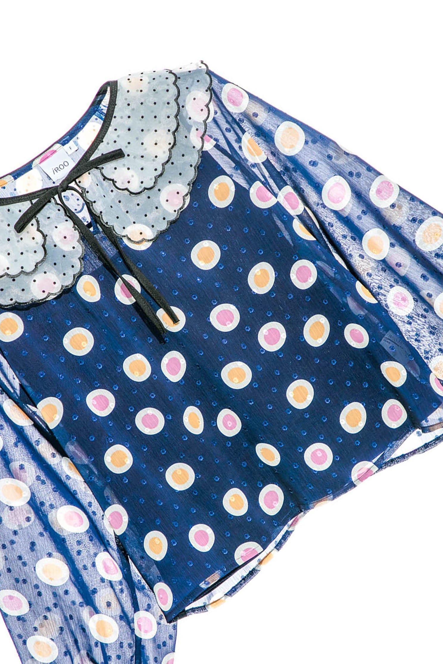 Colourful Dotted Print Chffon BlouseChiffon top with vintage colored dot,Tops,Season (SS) Look,Chiffon,Chiffon tops