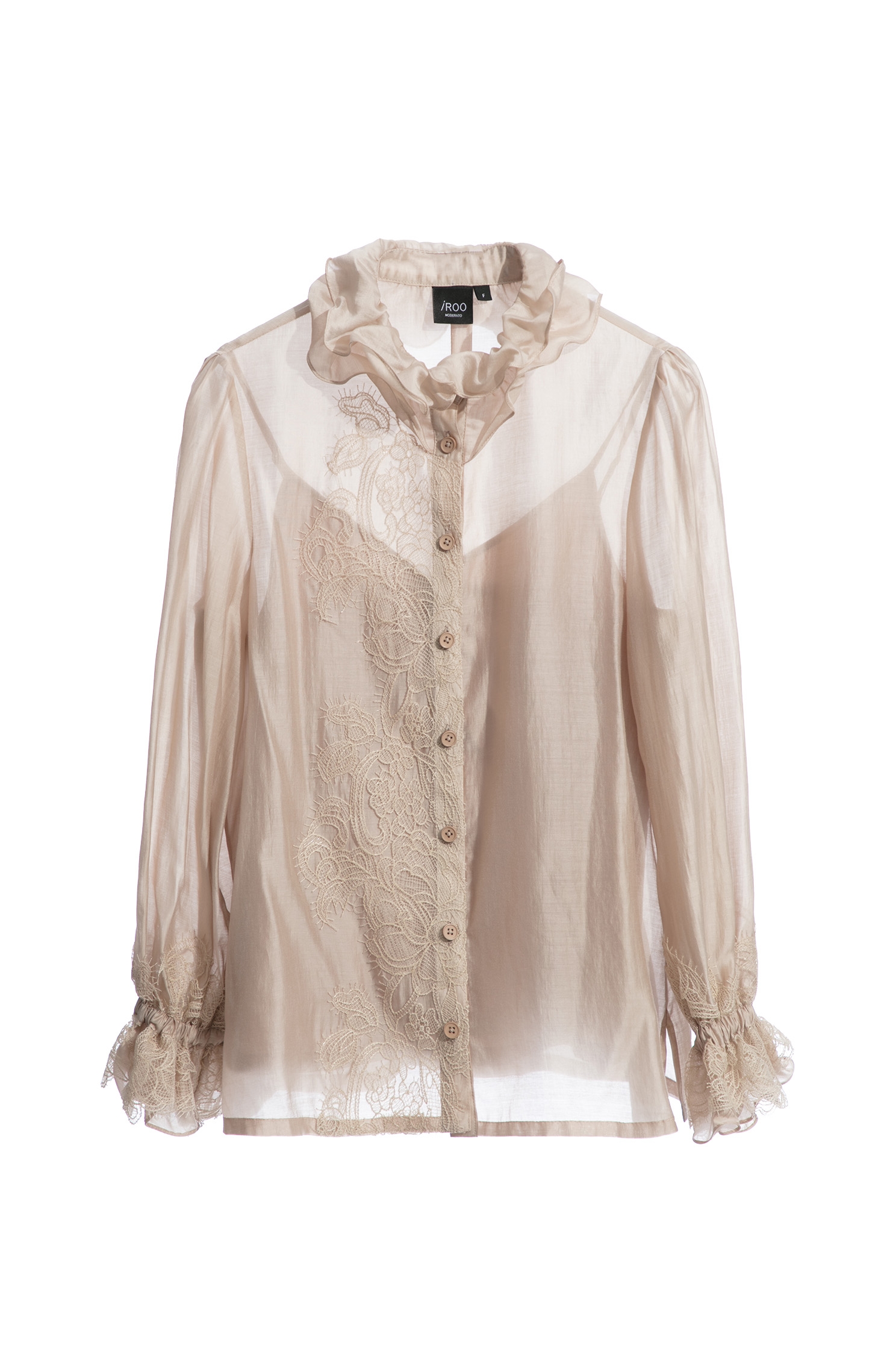 Ruffle Collar Blouse With Lace DetailRuffle Collar Blouse With Lace Detail,Tops,pearl,Season (AW) Look,Lace,Blouses