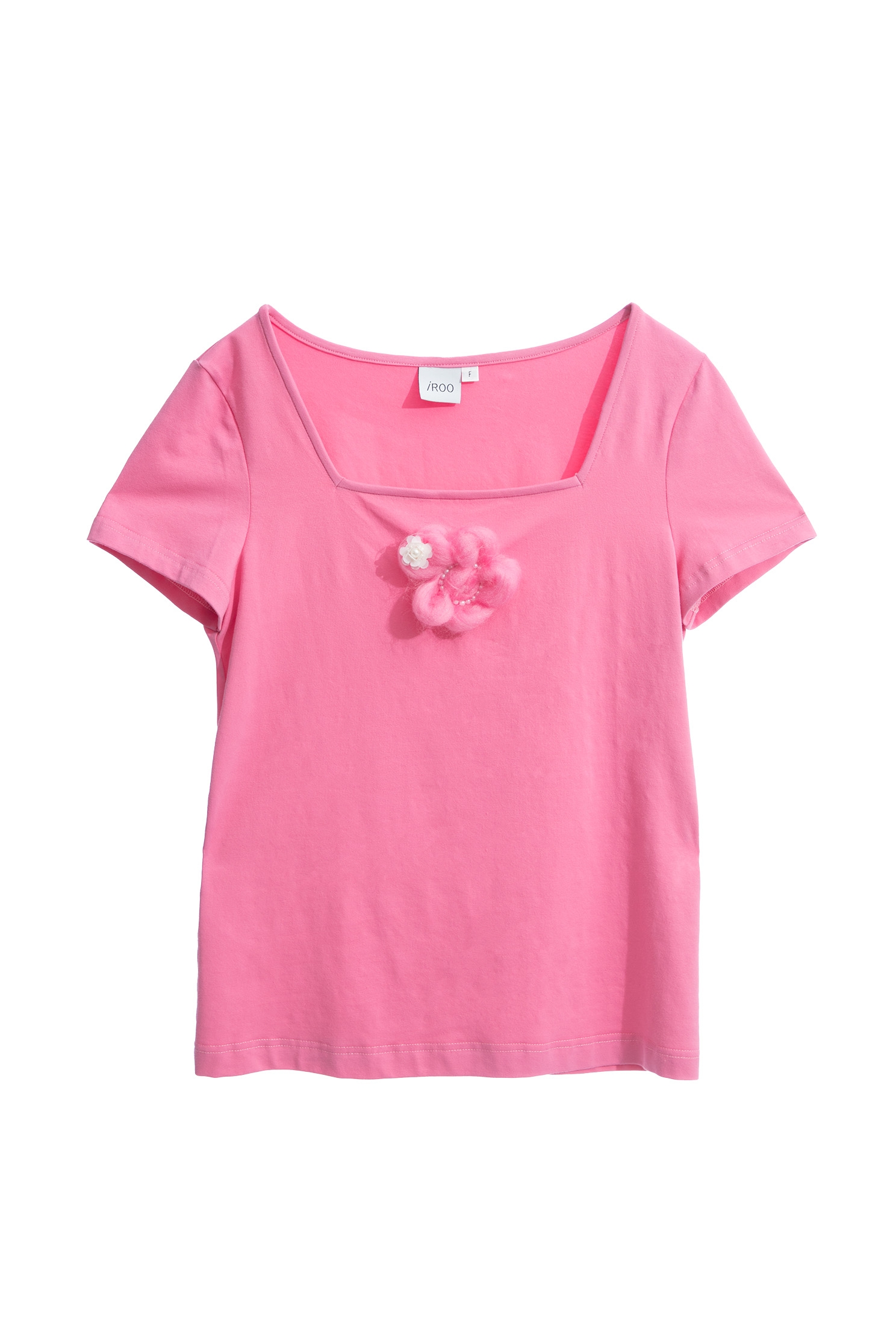 Square Neck Tee With 3-D Floral DetailSquare Neck Tee With 3-D Floral Detail,T-shirts,T-shirts,Tops,Season (AW) Look