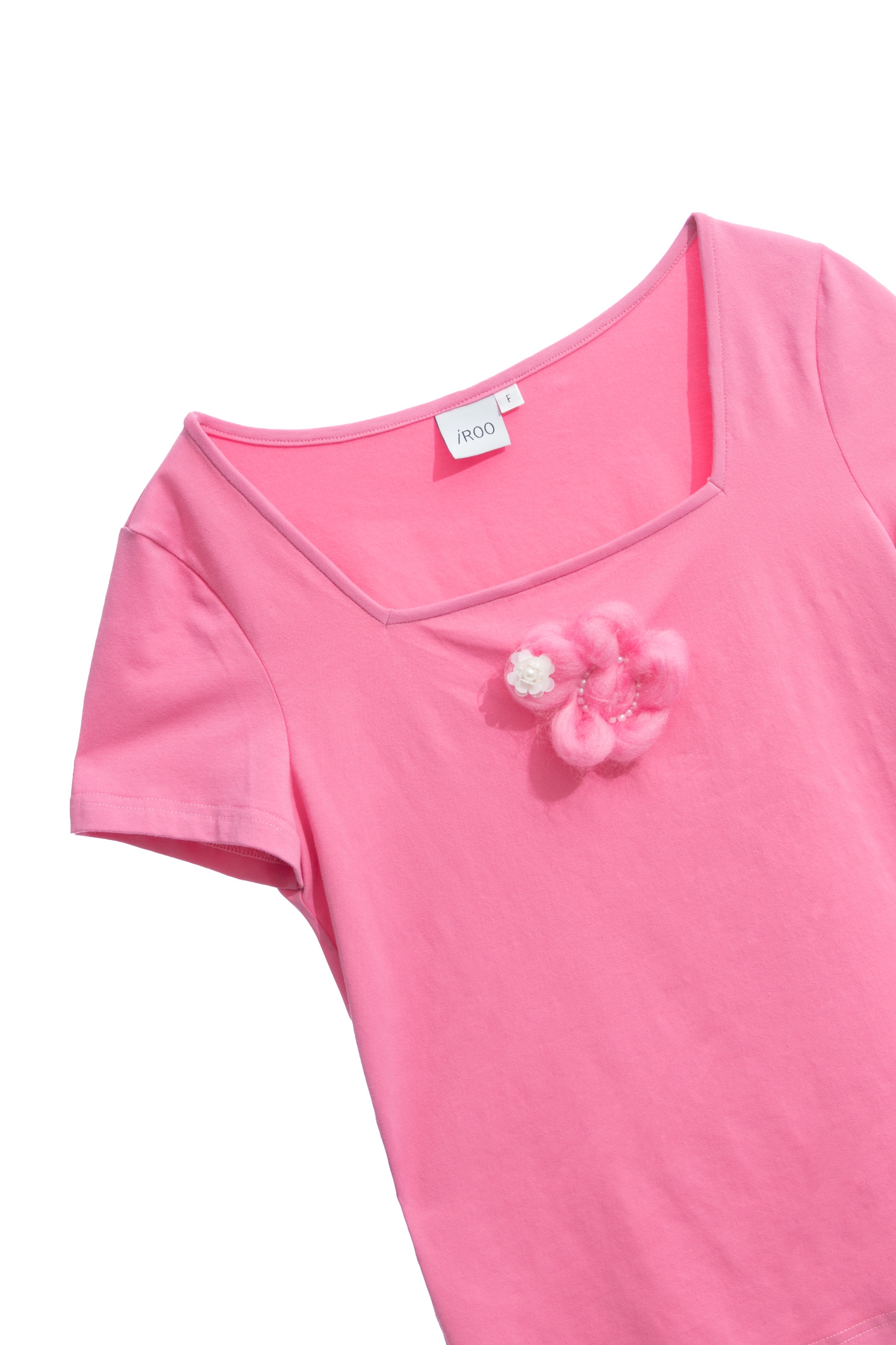 Square Neck Tee With 3-D Floral DetailSquare Neck Tee With 3-D Floral Detail,T-shirts,T-shirts,Tops,Season (AW) Look