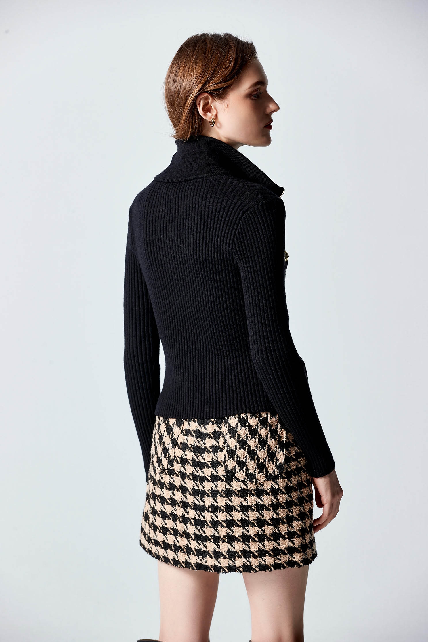 Front Zip With Collar Knit TopFront Zip With Collar Knit Top,Season (AW) Look,Knitted,Knitted tops