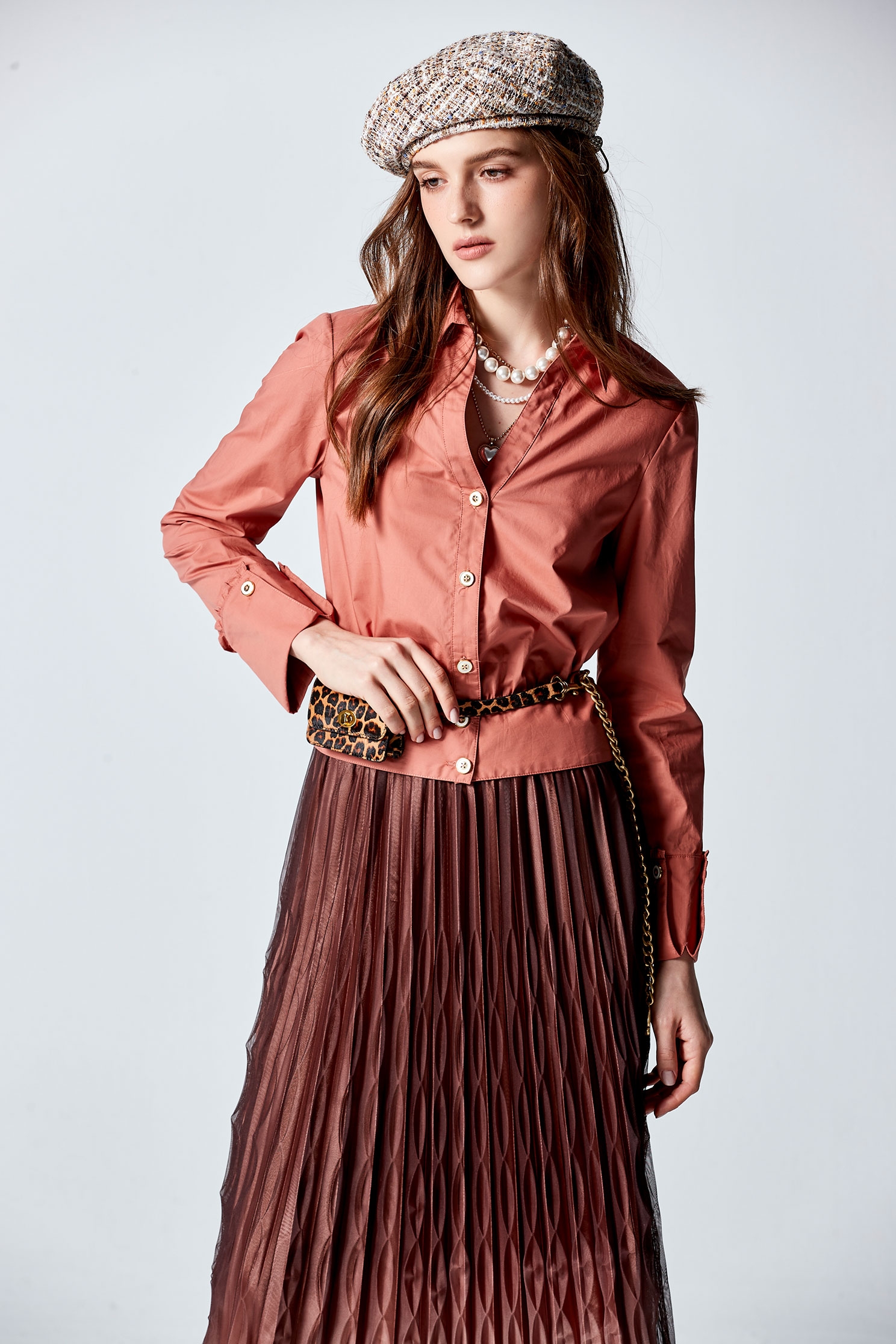 Classic Collar Button Front Crop BlouseClassic Collar Button Front Crop Blouse,Tops,Season (AW) Look,Blouses