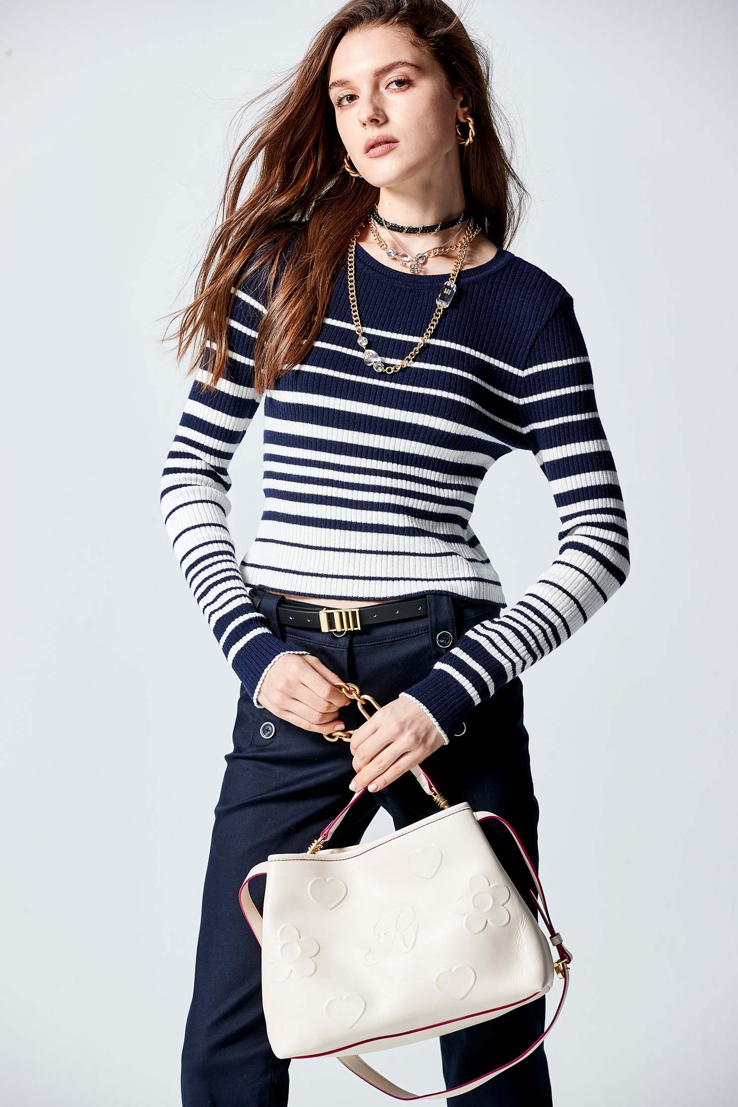 Long Sleeve Stripe Knit TopLong Sleeve Stripe Knit Top,Tops,Stripe,Season (AW) Look,Knitted,Knitted tops