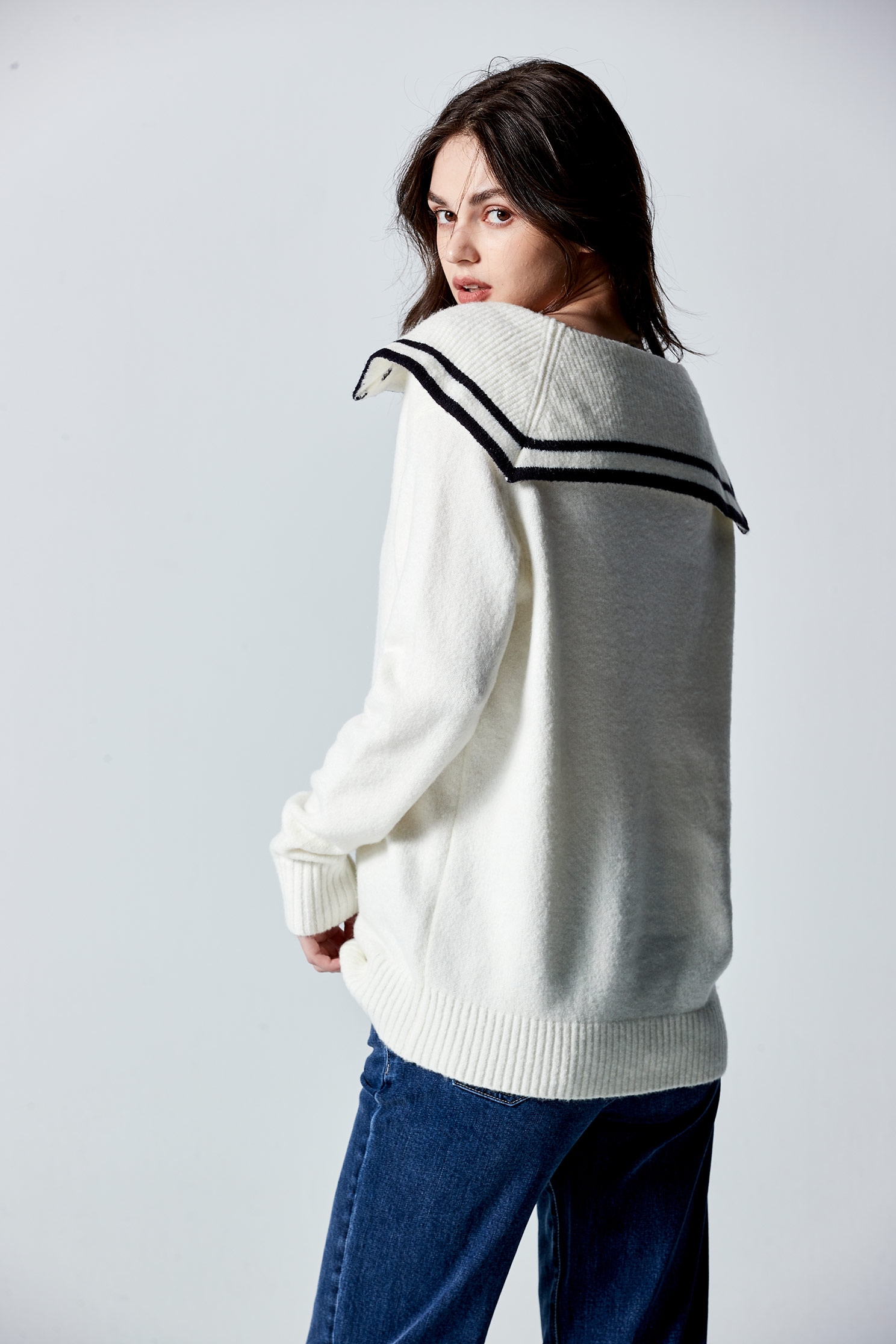 Big Collar Long Sleeve Knit TopBig Collar Long Sleeve Knit Top,Tops,Season (AW) Look,Knitted,Knitted tops