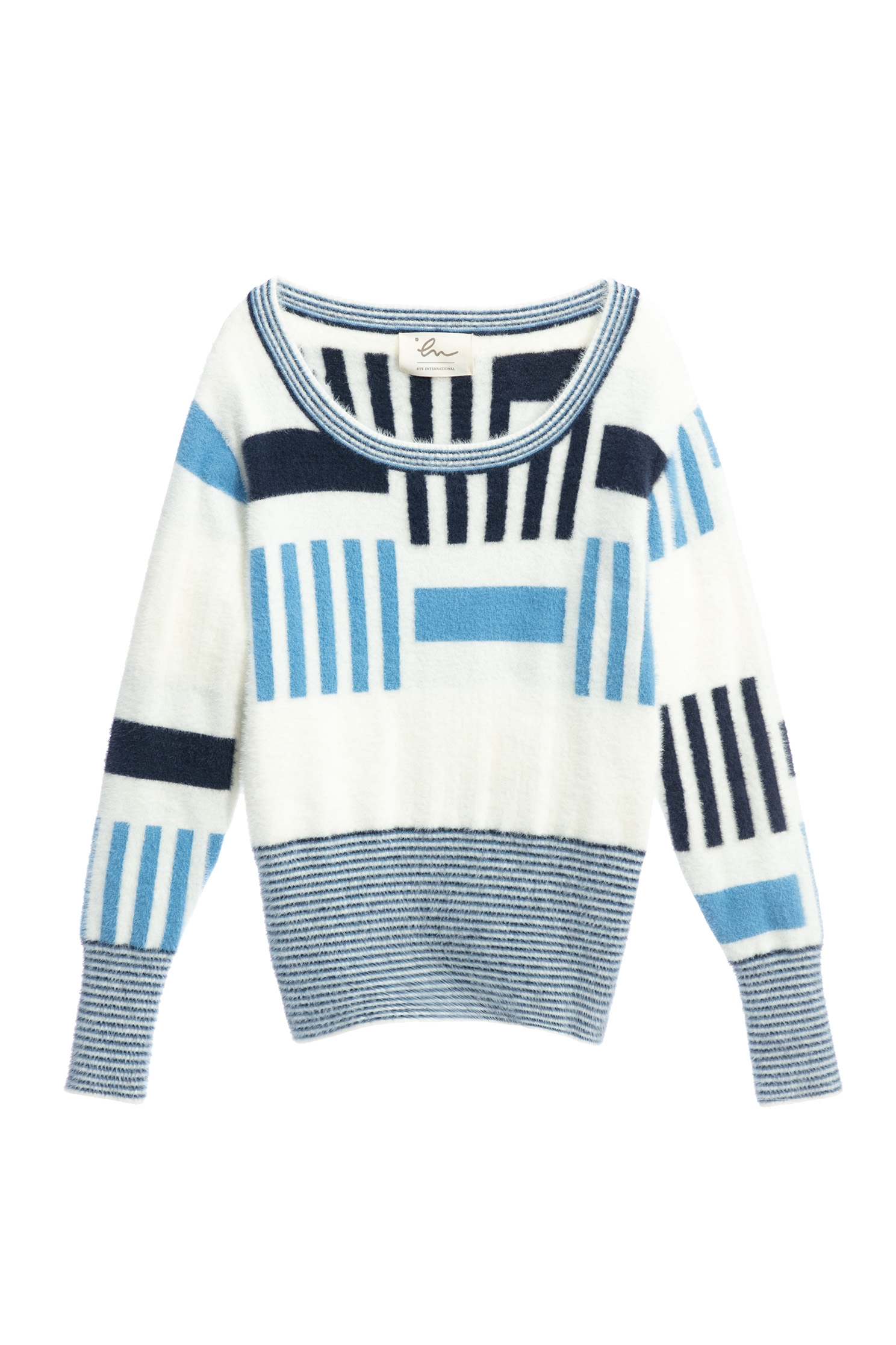 Faux Fur Irregular Stripe Knit TopFaux Fur Irregular Stripe Knit Top,Stripe,Season (AW) Look,Knitted,Knitted tops