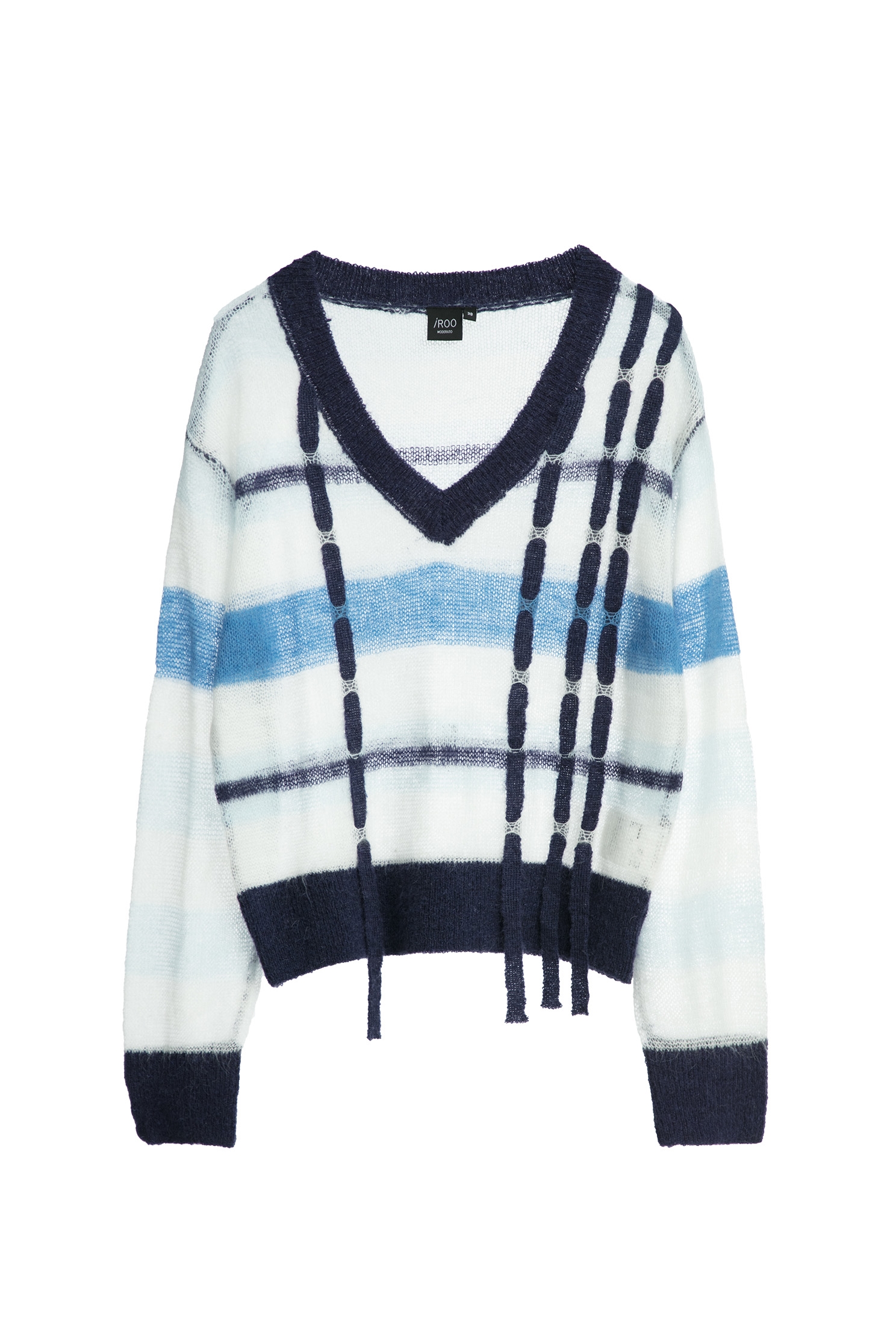 Contrast Stripe Knit Top With Trim DetailContrast Stripe Knit Top With Trim Detail,Tops,Plaid,Season (AW) Look,Knitted,Knitted tops