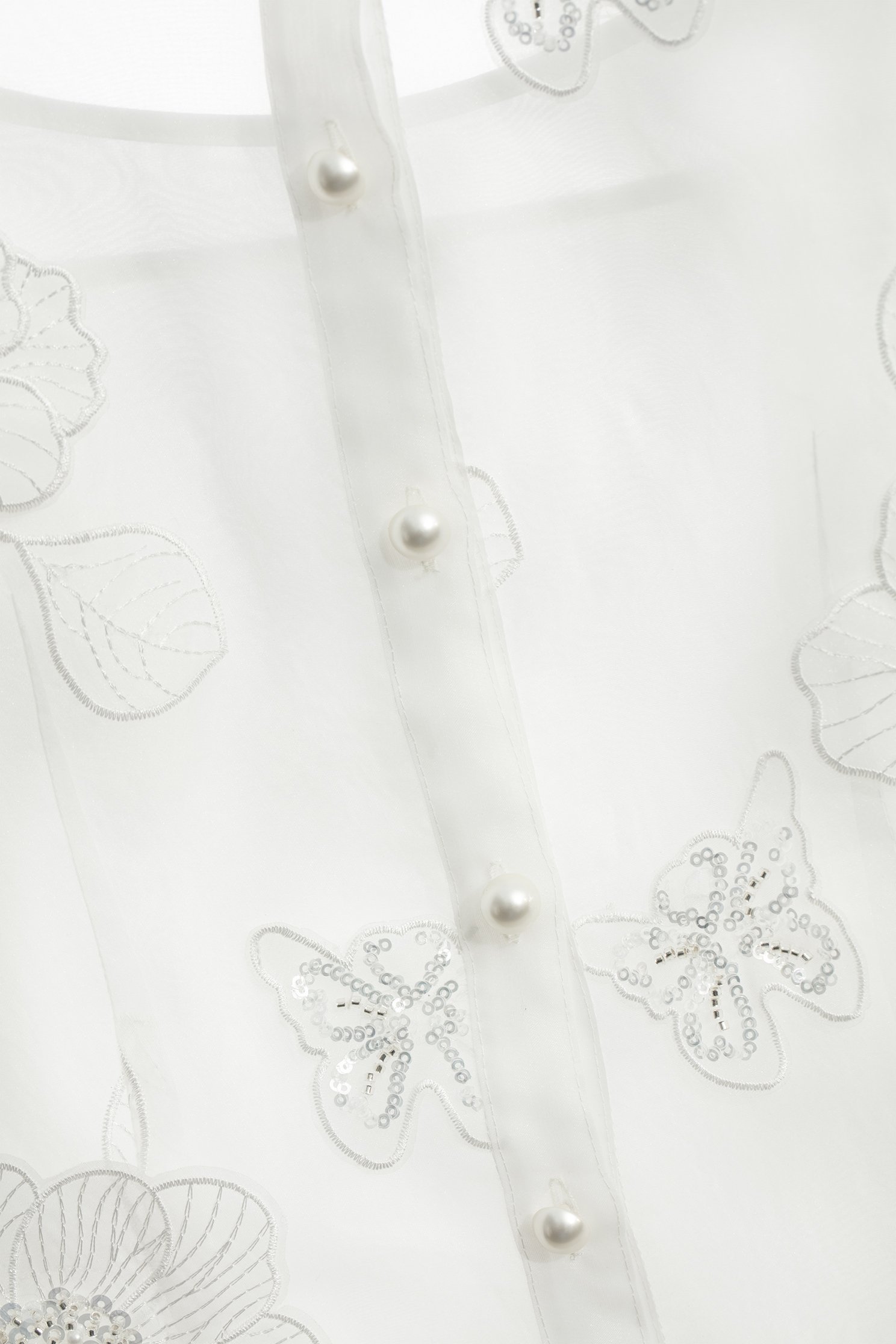 Floral Embroidery Bow Collar BlouseFloral Embroidery Bow Collar Blouse,Tops,Under shirts,pearl,Season (AW) Look,Thin straps,Embroidered,Blouses