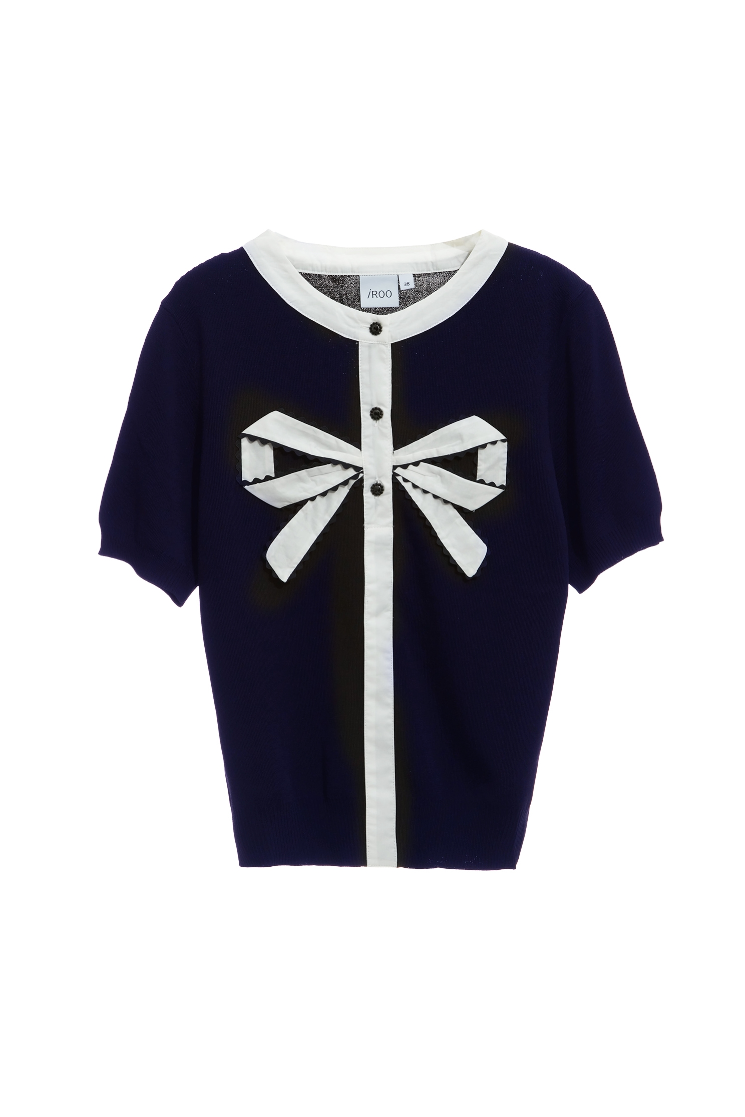 Contrast Bow Navy Knit TopContrast Bow Navy Knit Top,Tops,Season (AW) Look,bows,Knitted,Knitted tops,Knitted tops