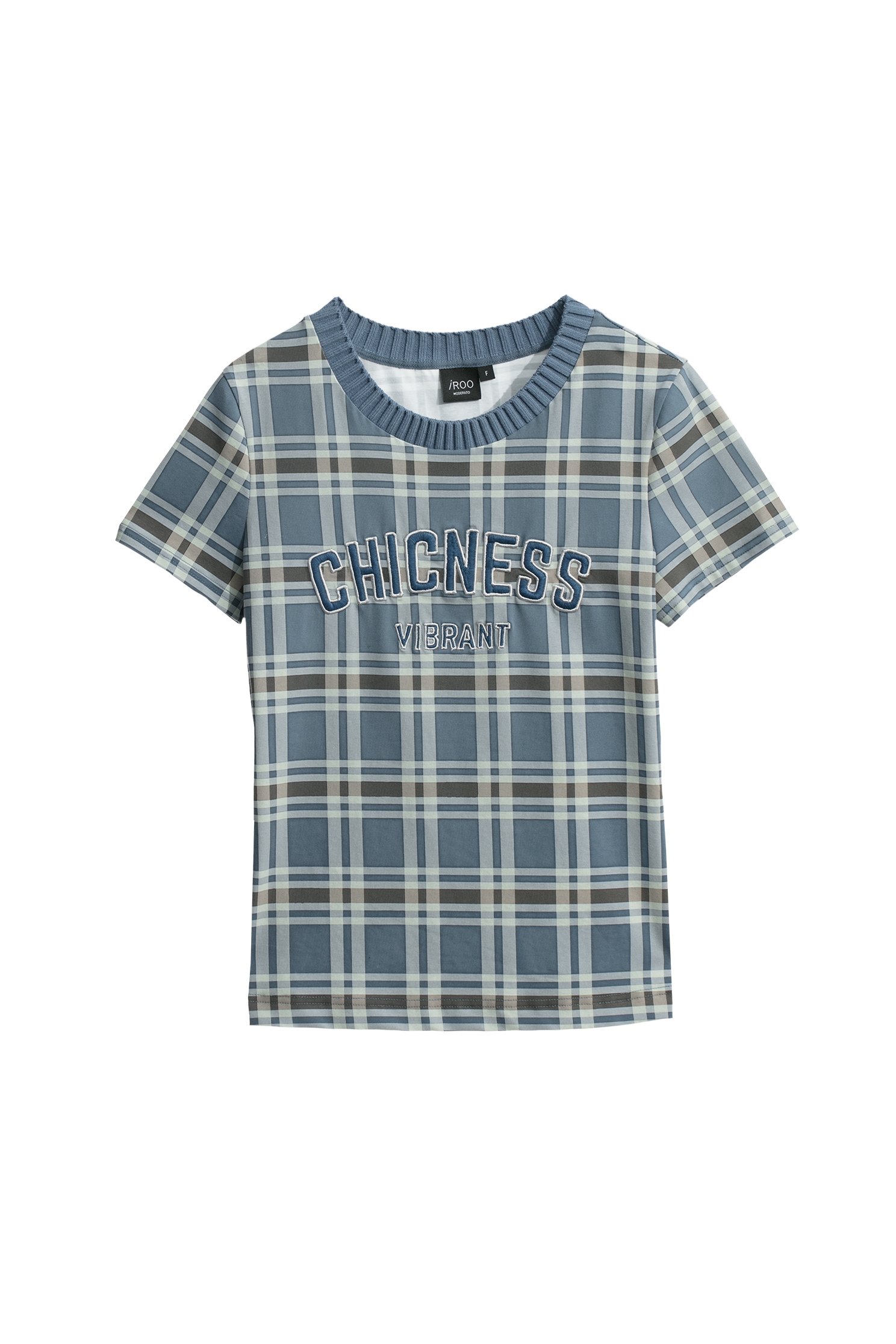 Short Sleeve Checkered TeeShort Sleeve Checkered Tee,T-shirts,Tops,Embroidered,Plaid,Season (AW) Look,Cotton