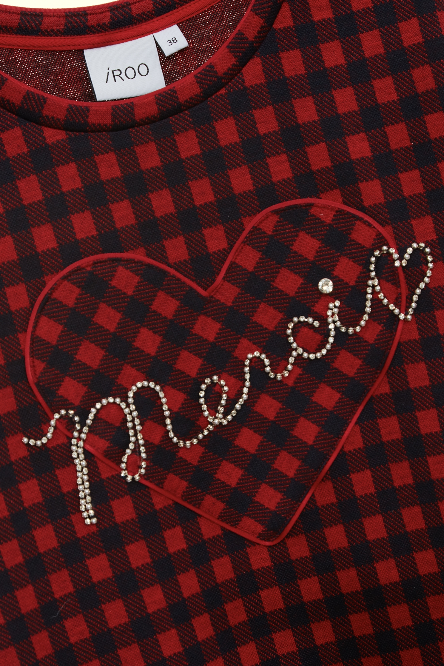 Plaid Tee With Beaded SloganPlaid Tee With Beaded Slogan,T-shirts,Tops,Plaid,Season (AW) Look