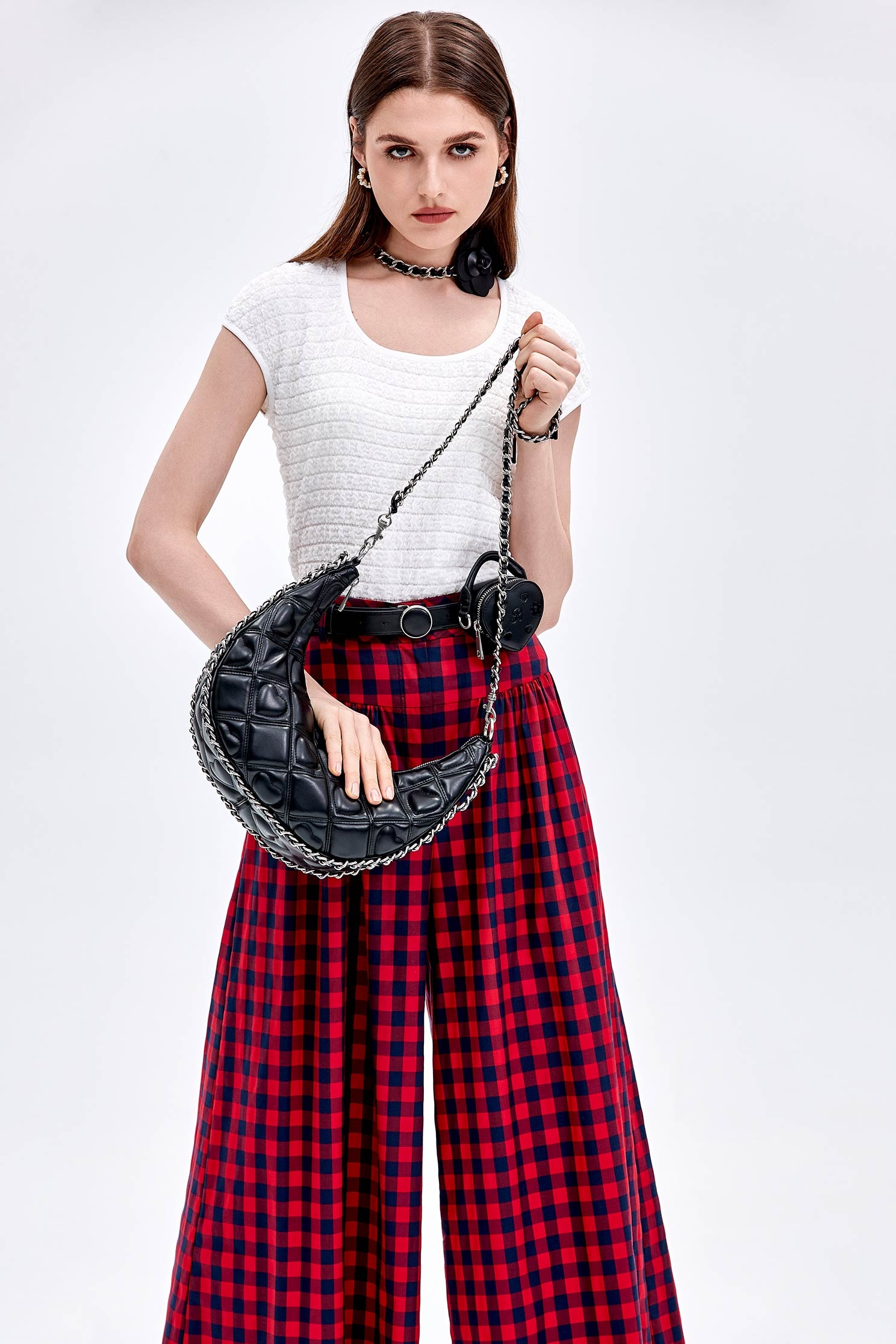 3-D Plaid Cap Sleeve Top3-D Plaid Cap Sleeve Top,Tops,Season (AW) Look