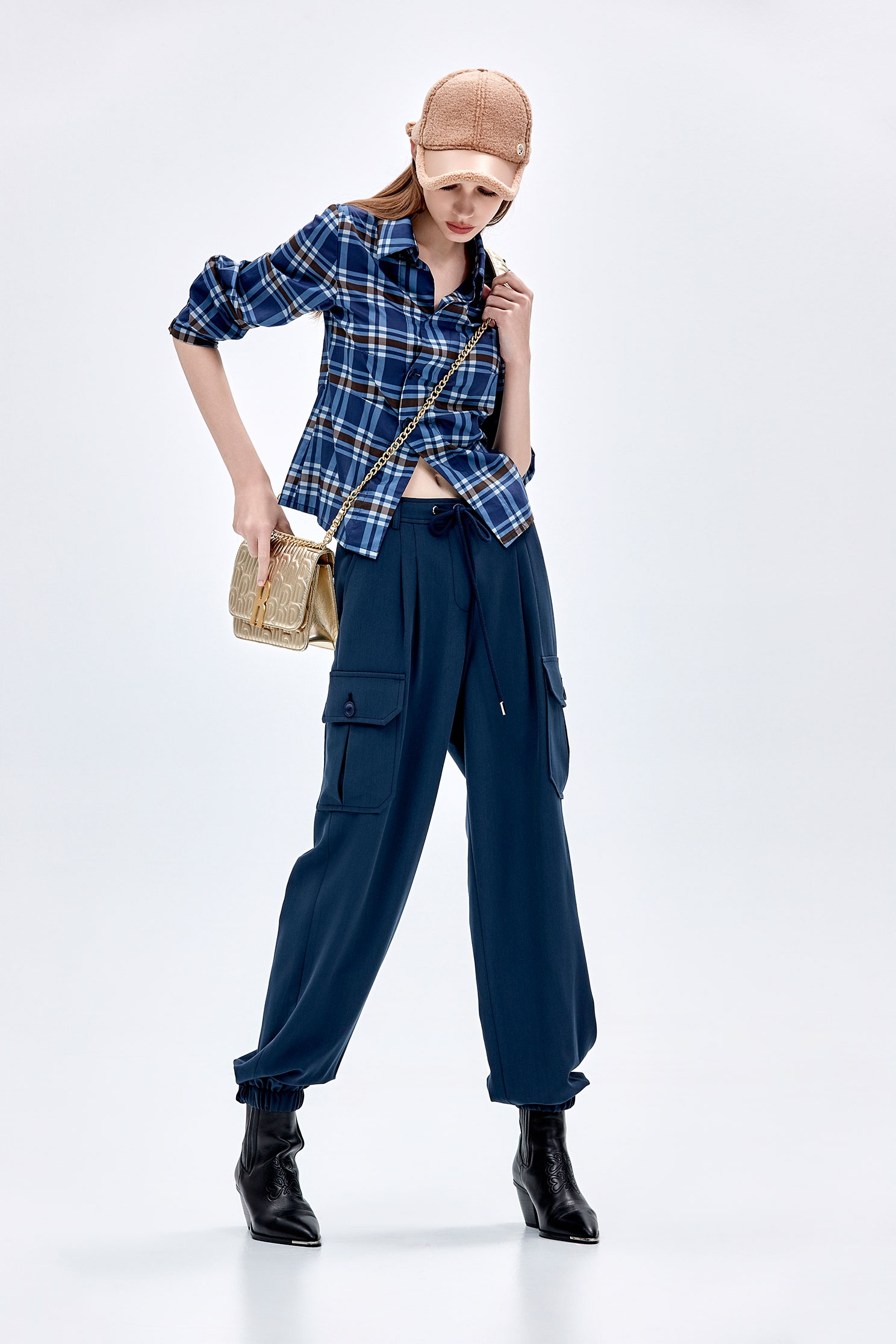 Asymmetric Checkered BlouseAsymmetric Checkered Blouse,Tops,Plaid,Season (AW) Look,Blouses