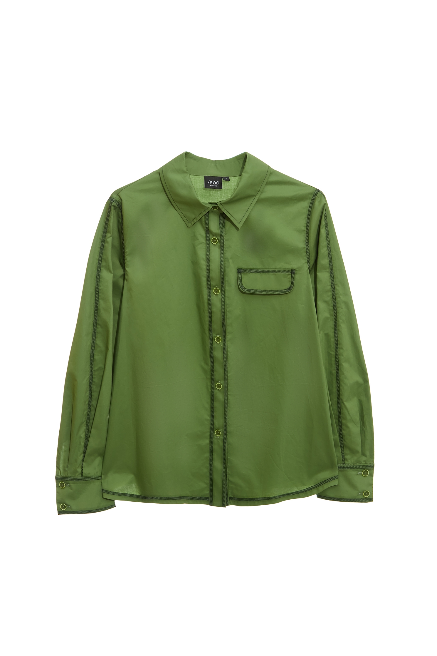 Classic Green Blouse With Contrast Trim DetailClassic Green Blouse With Contrast Trim Detail,Tops,Embroidered,Season (AW) Look,Blouses