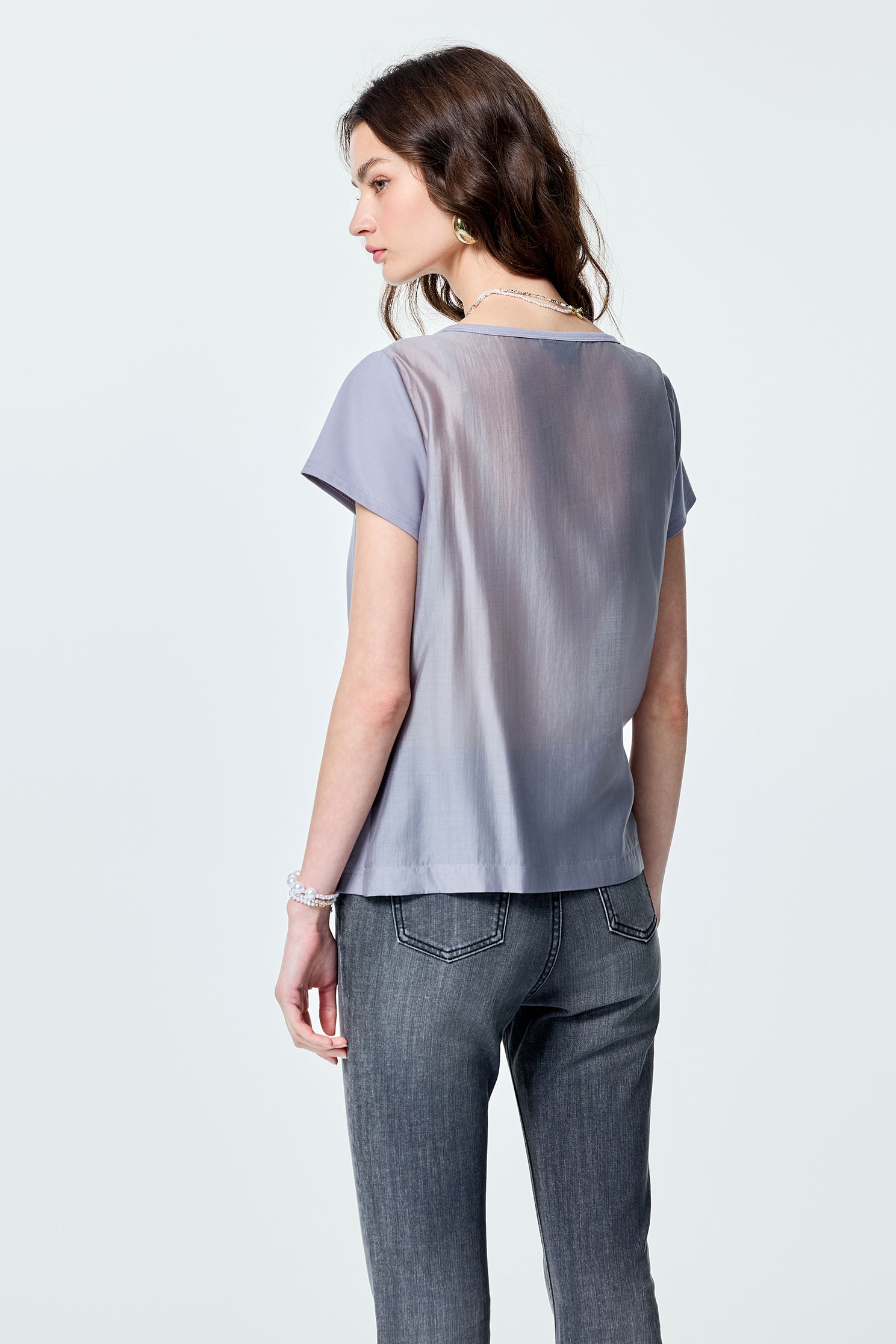Gathered Pleated Detail Grey TopGathered Pleated Detail Grey Top,T-shirts,Season (SS) Look,Blouses,upperclass