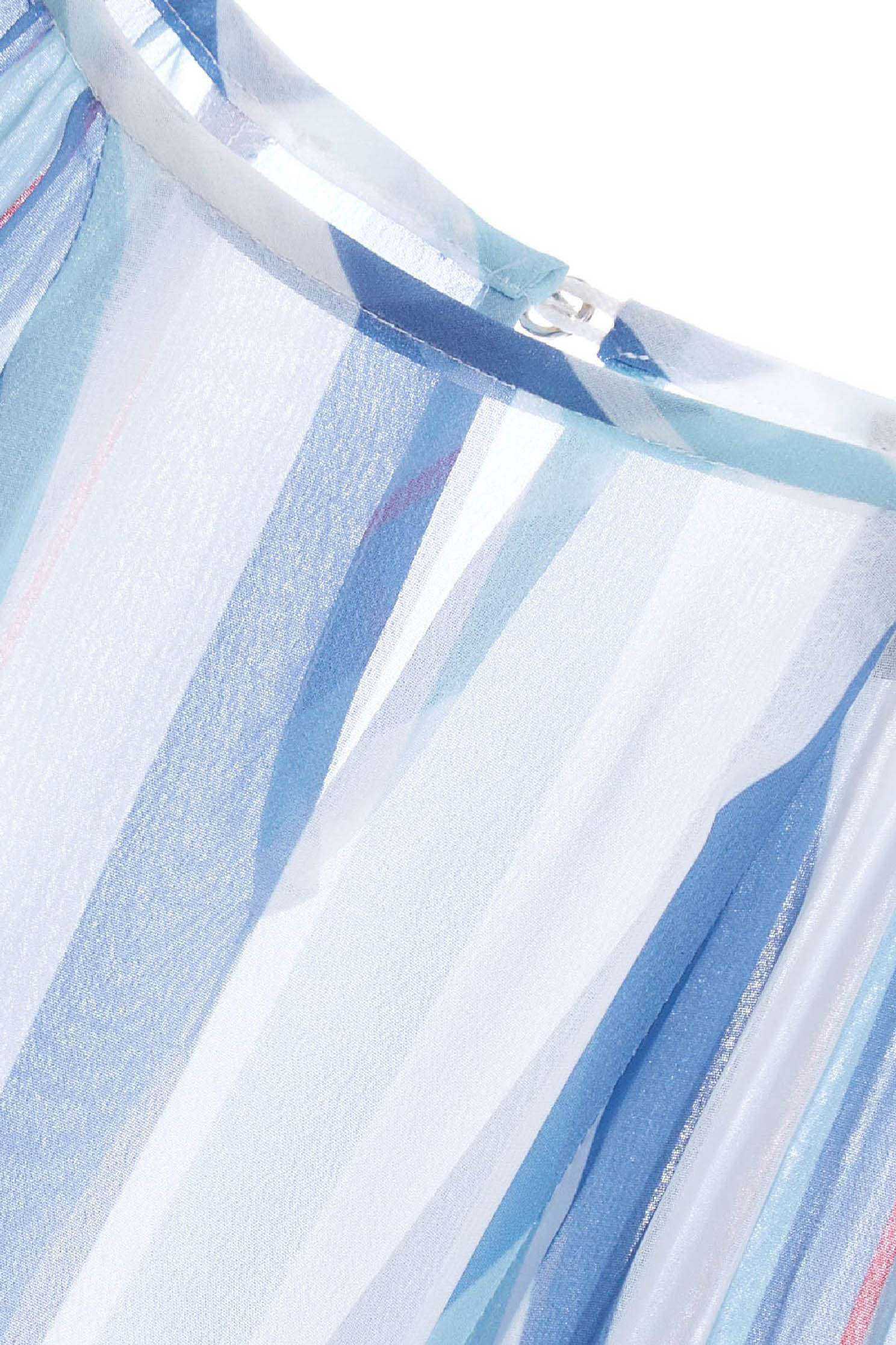 Blue White Stripe Oversize TopStriped chiffon top,Tops,Season (SS) Look,Stripe,mothergift,healing colors,Blouses,relaxrestrictions,Chiffon,Chiffon tops