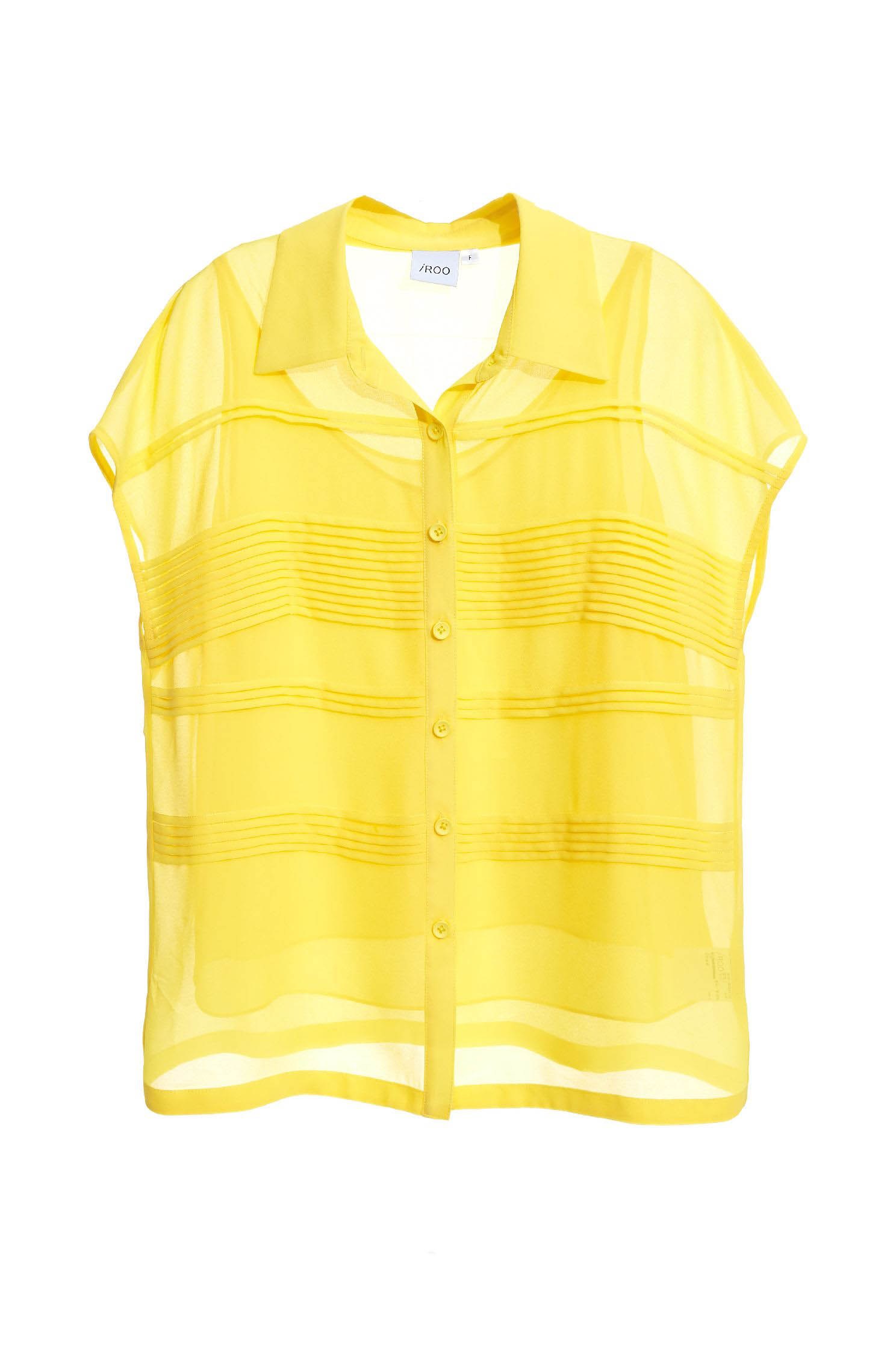 Button Front Pintuck TopYellow chiffon top,Tops,Under shirts,goodlucknewyear,Season (SS) Look,mothergift,Chiffon,Chiffon tops