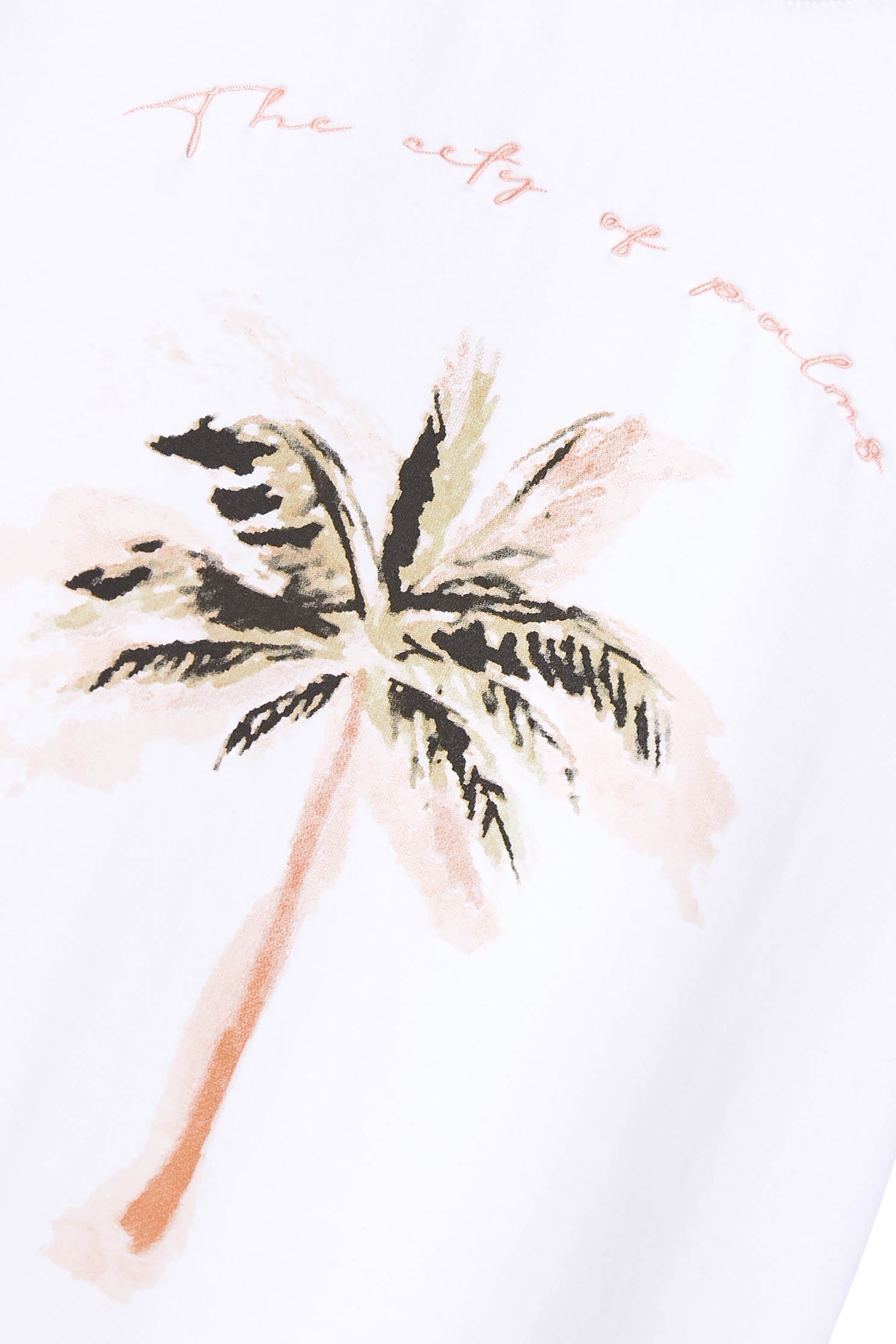 Palm Tree Print Basic TeeT-shirt with coconut tree print,T-shirts,T-shirts,Tops,Embroidered,Round neck tops,Season (SS) Look,comfotism