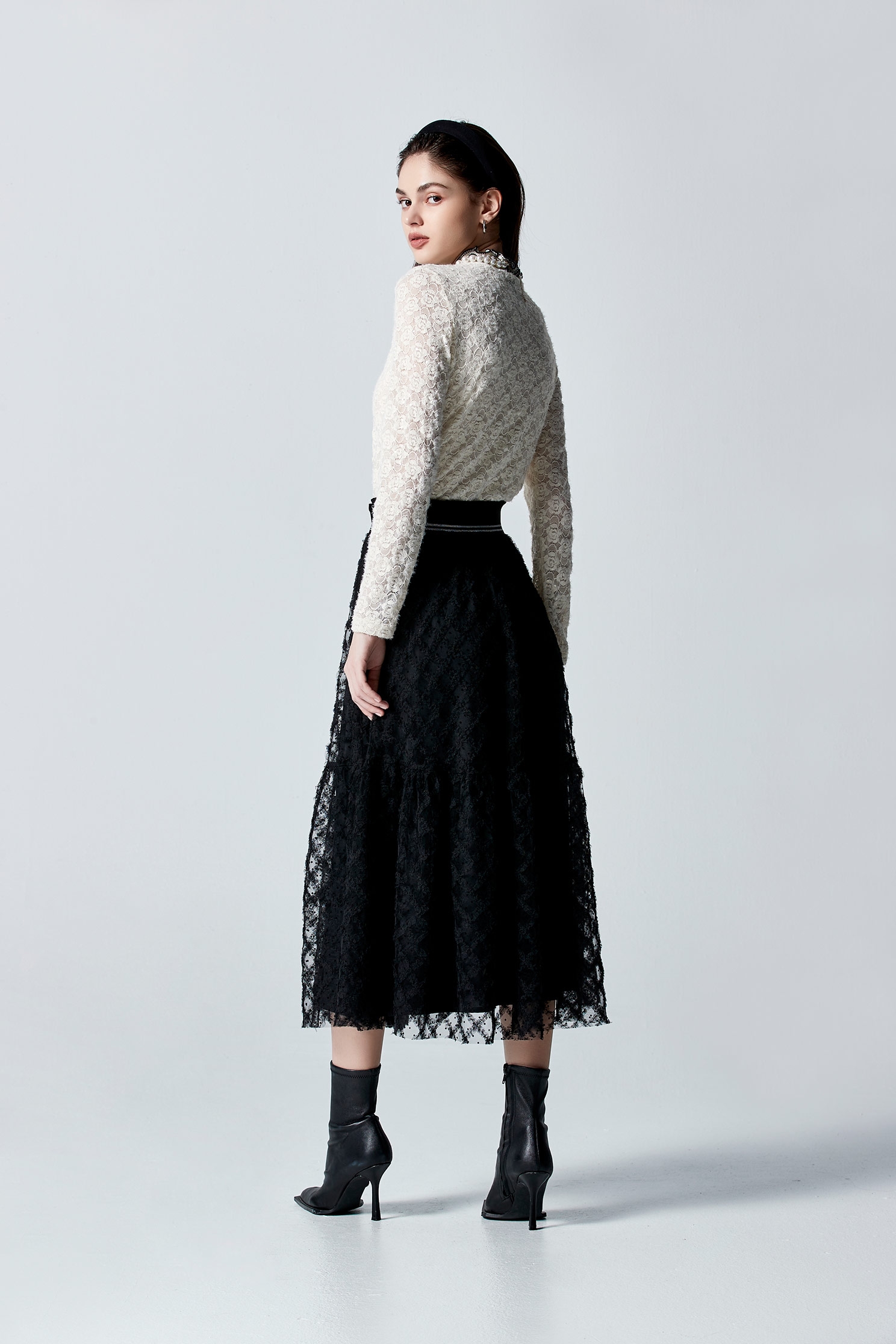 Floral Lace With Ruffle Collar TopFloral Lace With Ruffle Collar Top,Tops,Season (AW) Look,Lace