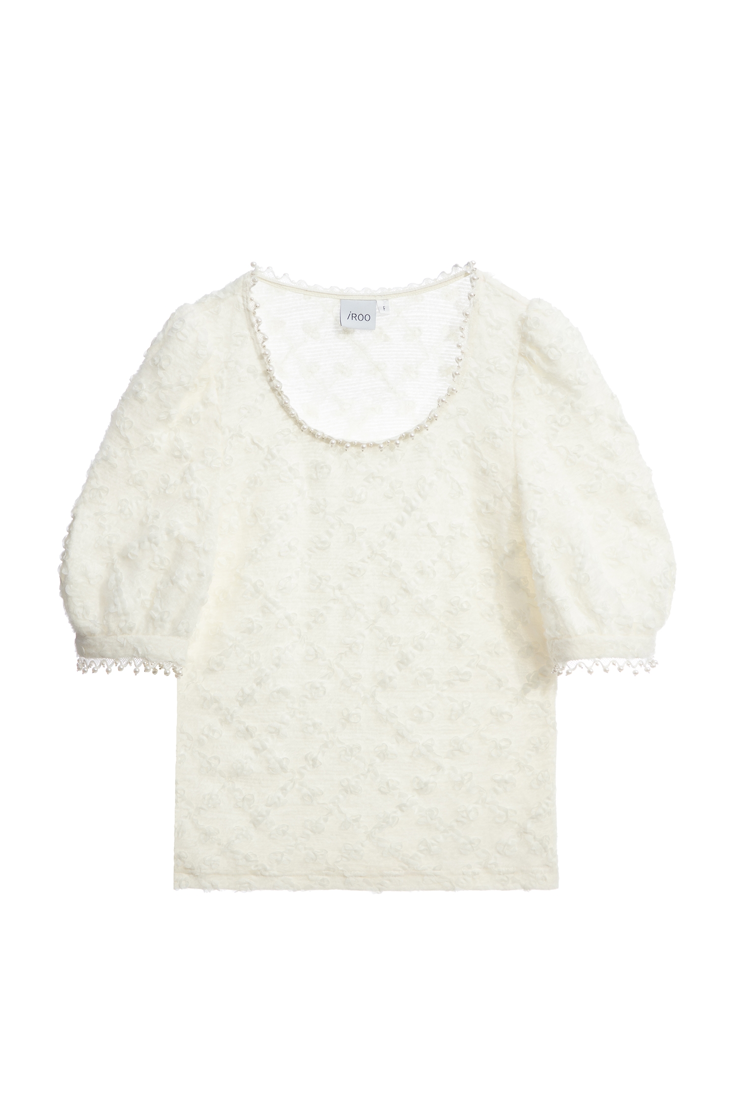 Puff Sleeve Mini Floral Lace TopPuff Sleeve Mini Floral Lace Top,Tops,Plaid,pearl,Short sleeve tops,Season (AW) Look