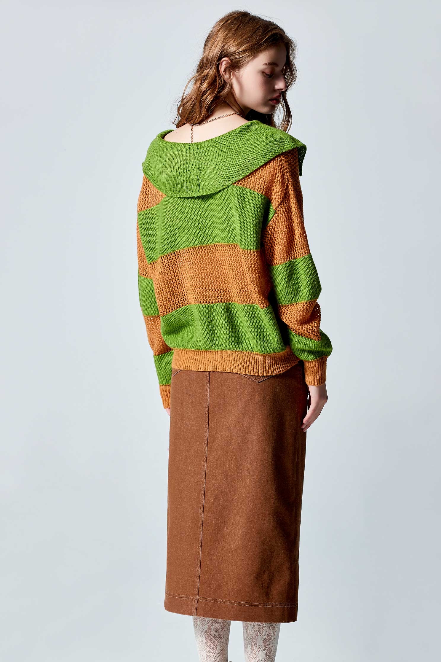 Colour Block Collar Knit TopColour Block Collar Knit Top,Tops,Embroidered,Season (AW) Look,Embroidered,Knitted,Knitted tops,Knitted tops