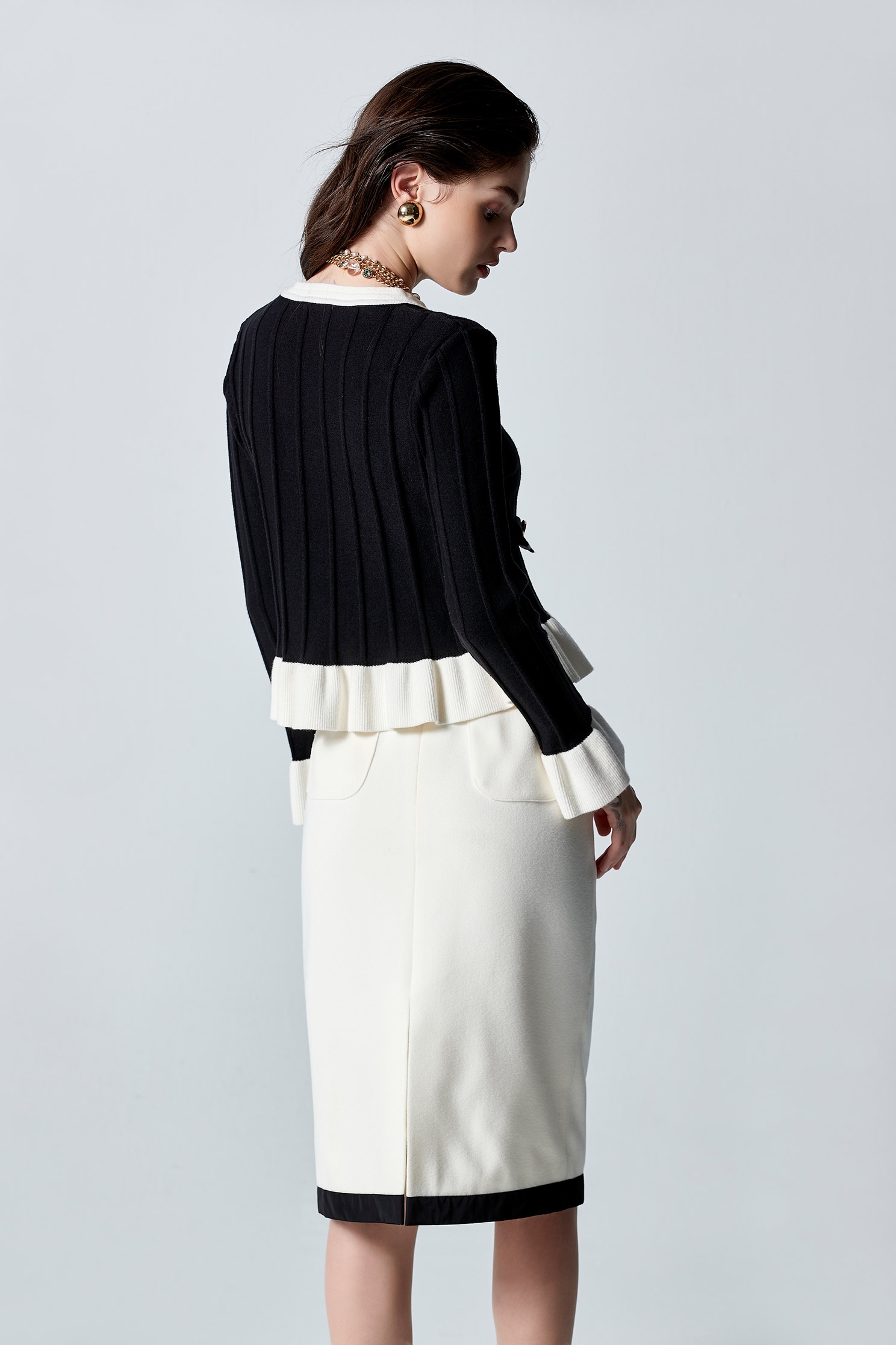 Contrast Peplum Knit TopContrast Peplum Knit Top,Tops,Season (AW) Look,Knitted,Knitted tops,Knitted tops