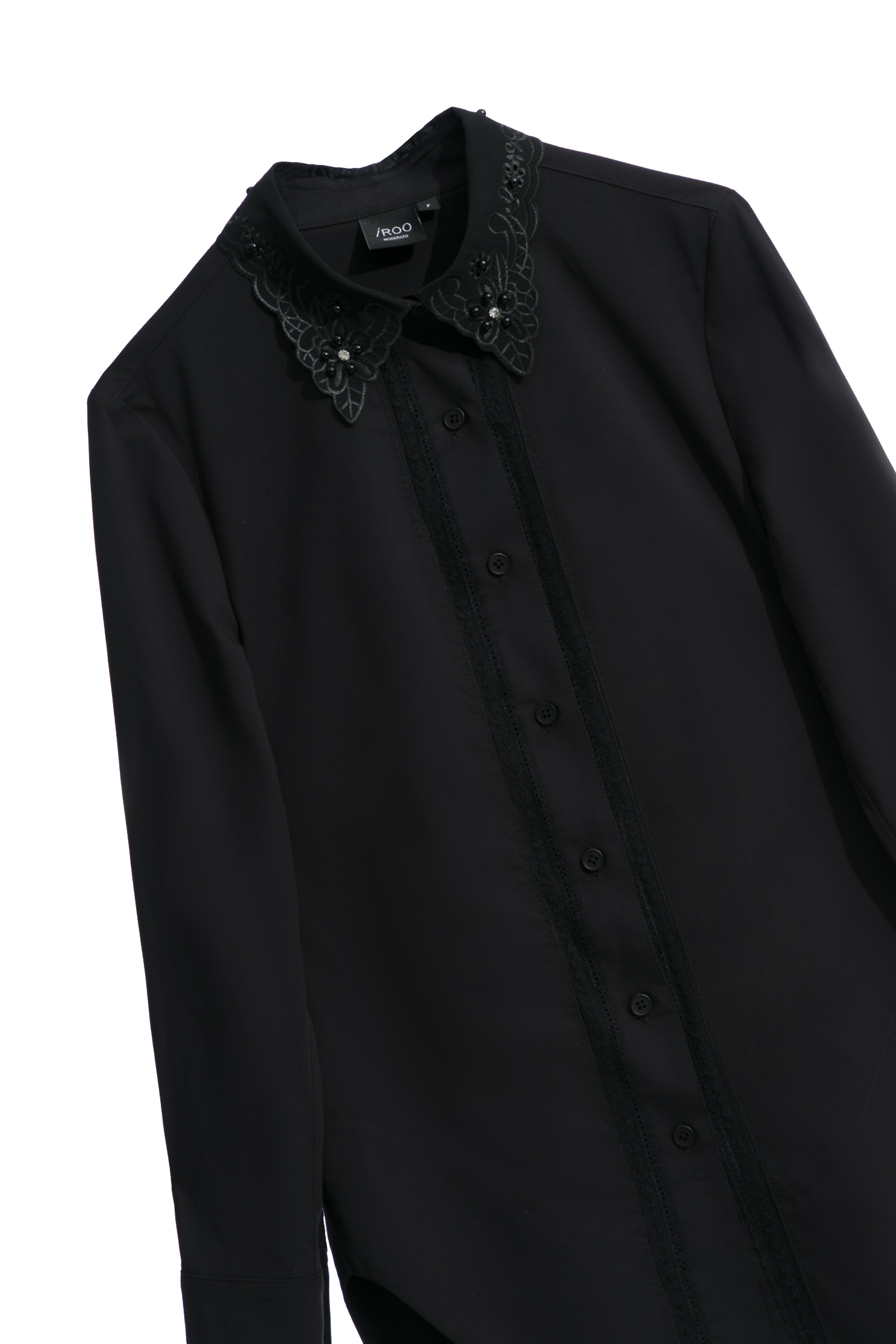 Embroiered Lace Collar Black BlouseEmbroiered Lace Collar Black Blouse,Season (AW) Look,Embroidered,Lace,Blouses