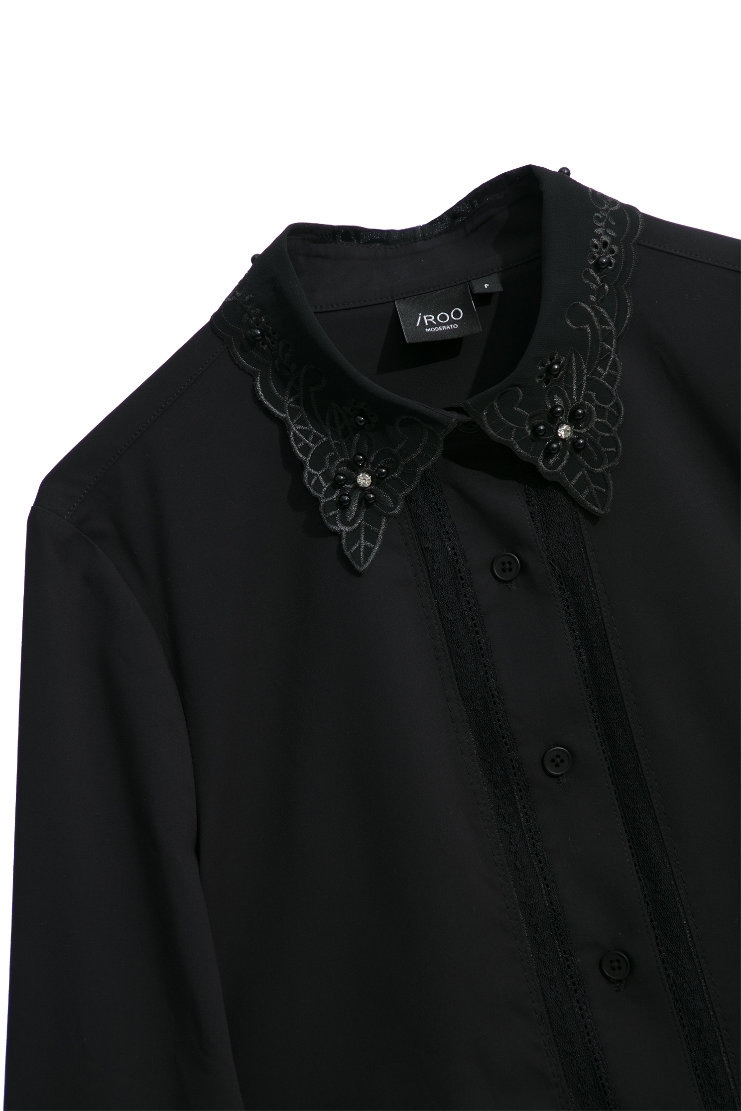 Embroiered Lace Collar Black BlouseEmbroiered Lace Collar Black Blouse,Season (AW) Look,Embroidered,Lace,Blouses